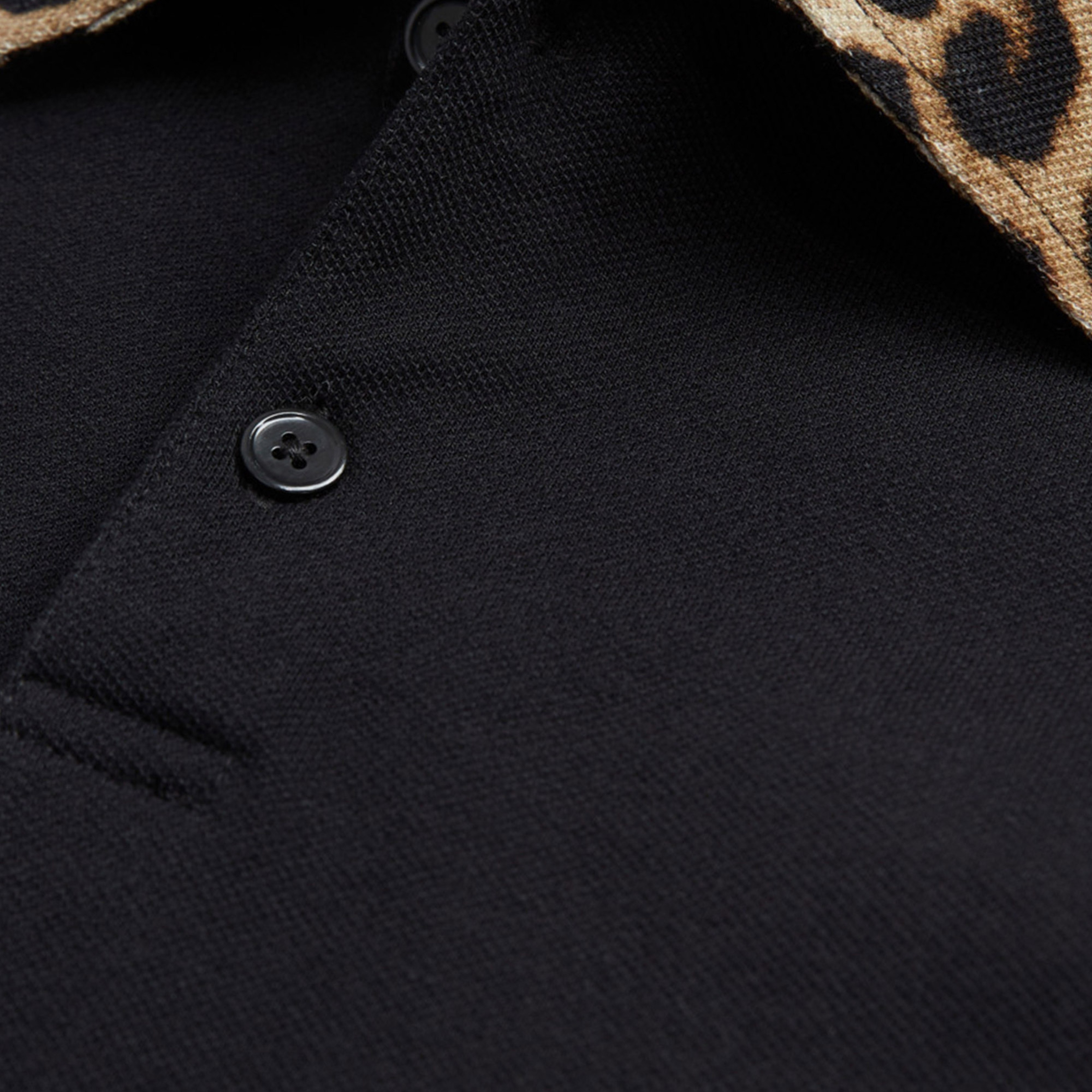 ERKEK LEOPAR YAKALI SİYAH POLO