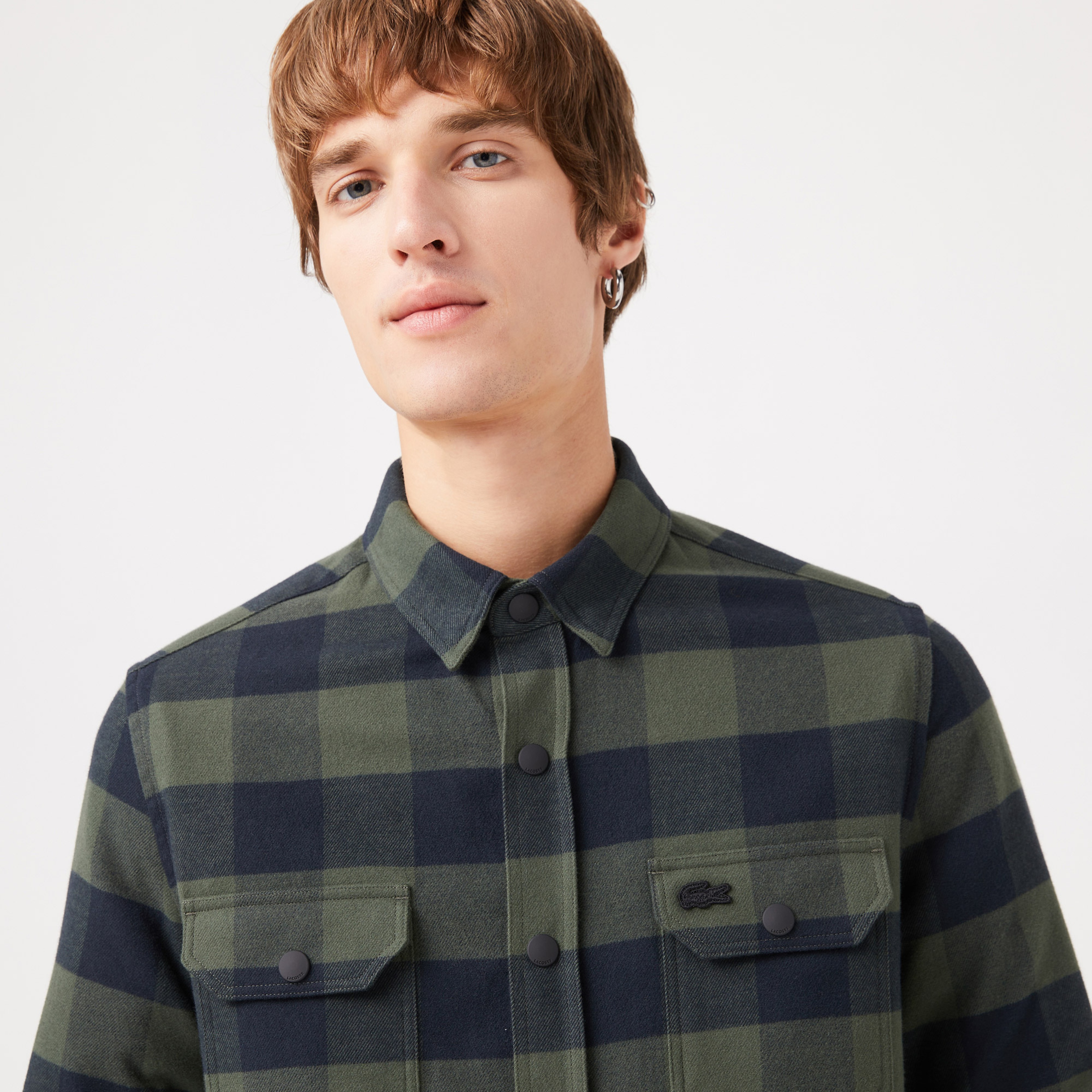 Lacoste Erkek Slim Fit Ekose Haki Gömlek