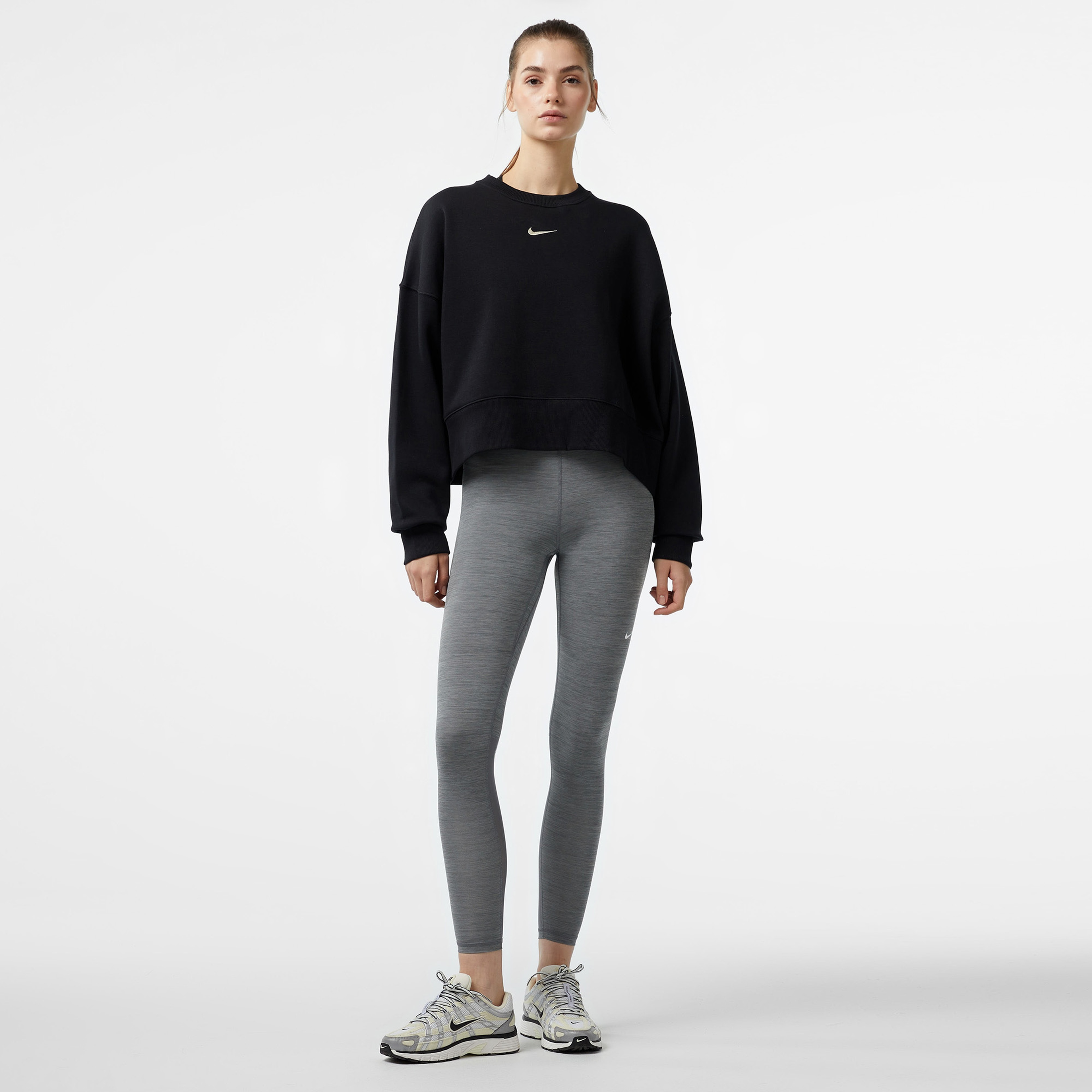 Nike Sportswear Phoenix Fleece Oversized Crew Kadın Siyah Eşofman Üstü