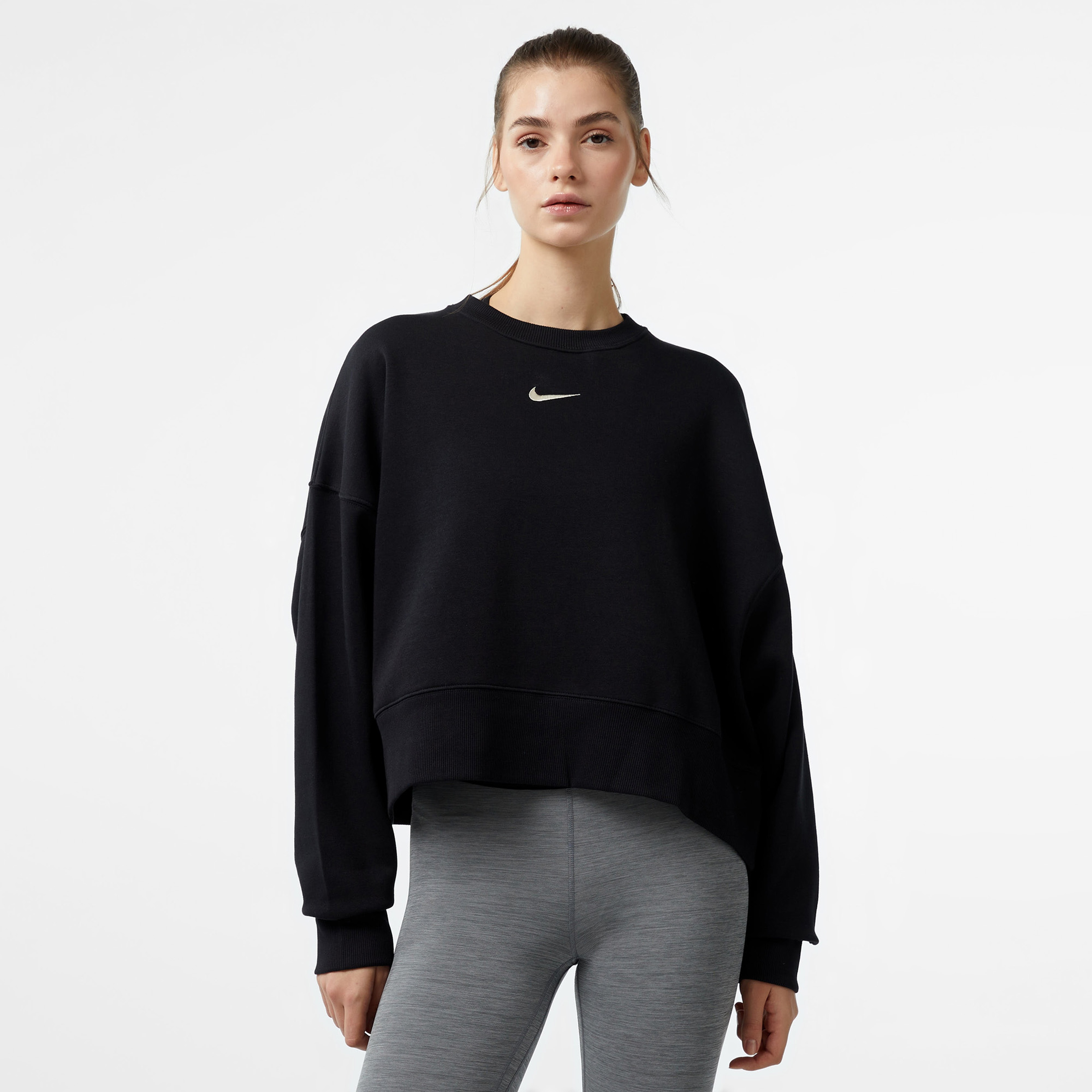 Nike Sportswear Phoenix Fleece Oversized Crew Kadın Siyah Eşofman Üstü