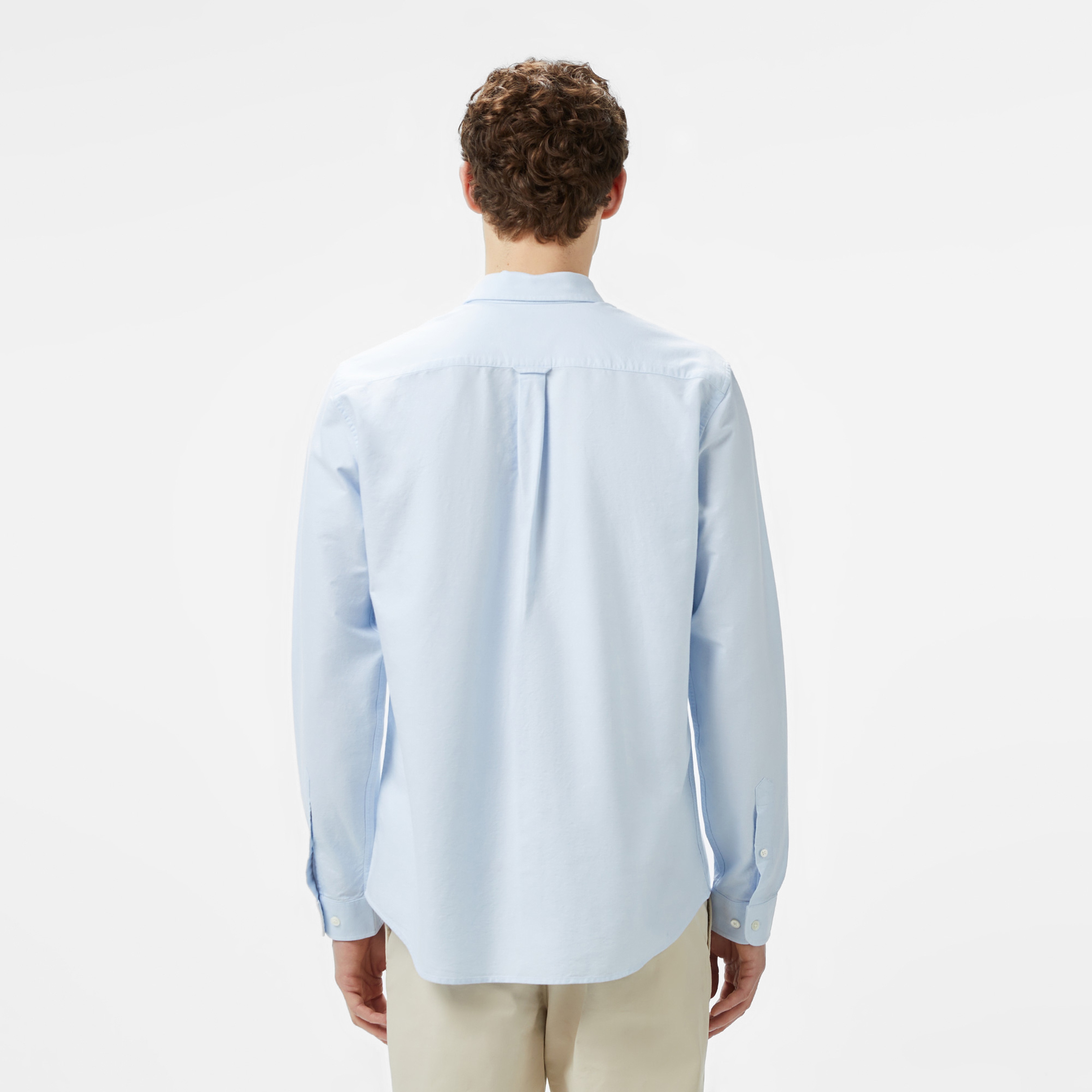 Erkek Regular Fit Düğmeli Yaka Organik Pamuk Mavi Gömlek