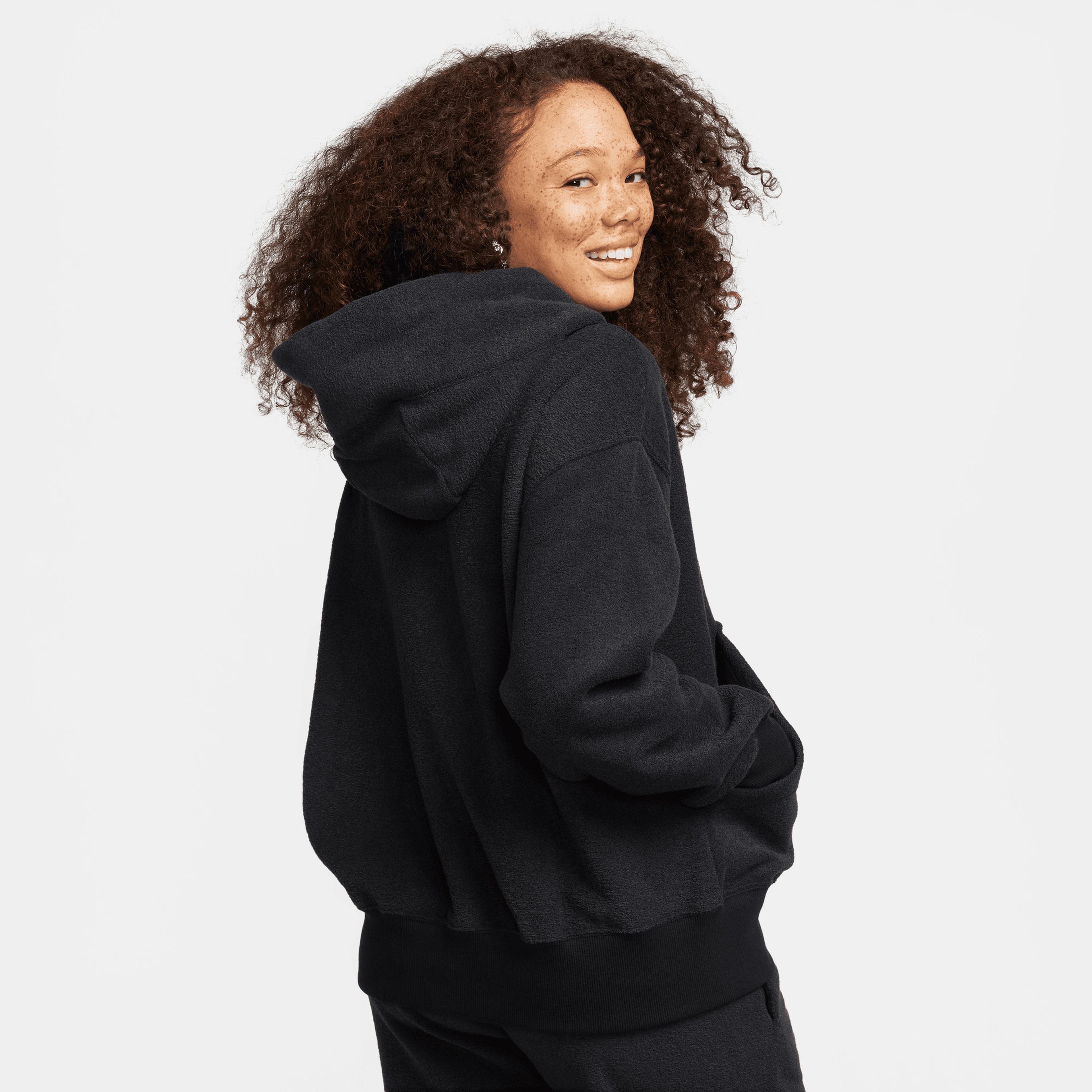Nike Sportswear Phoenix Plush Sportswear Kadın Siyah Hoodie