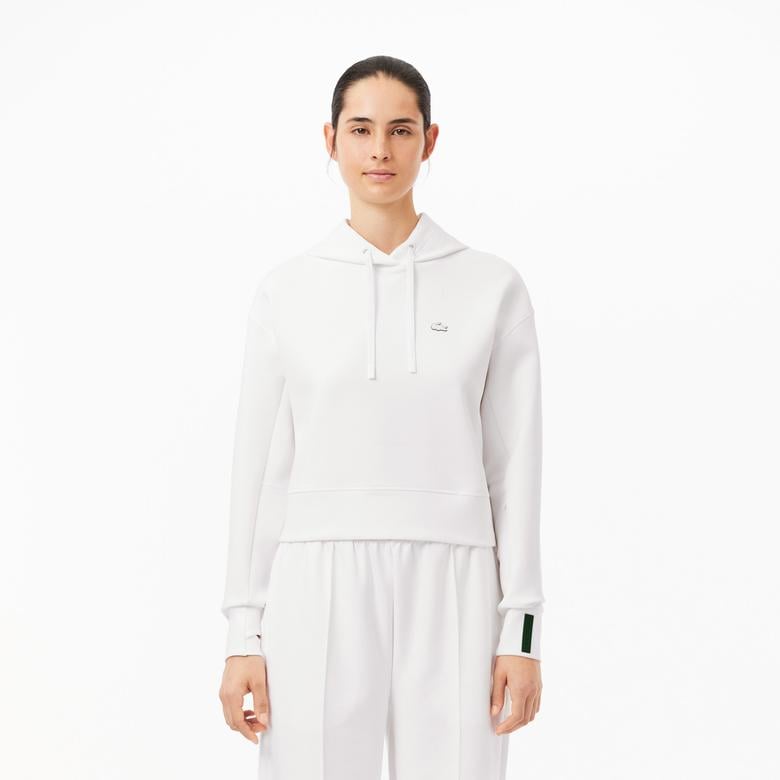 Kadın Relaxed Fit Kapüşonlu Beyaz Sweatshirt