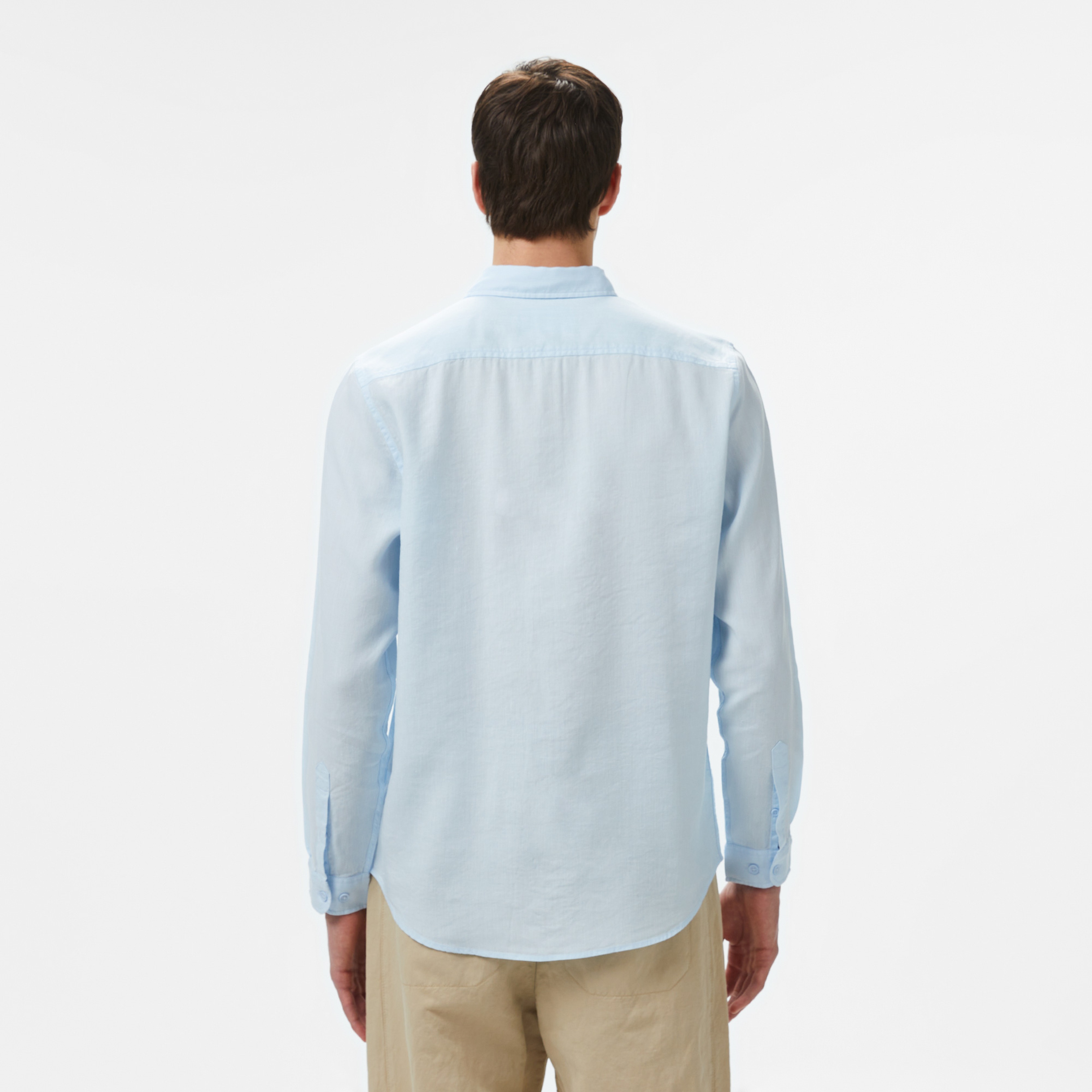 Erkek Regular Fit Keten Açık Mavi Gömlek