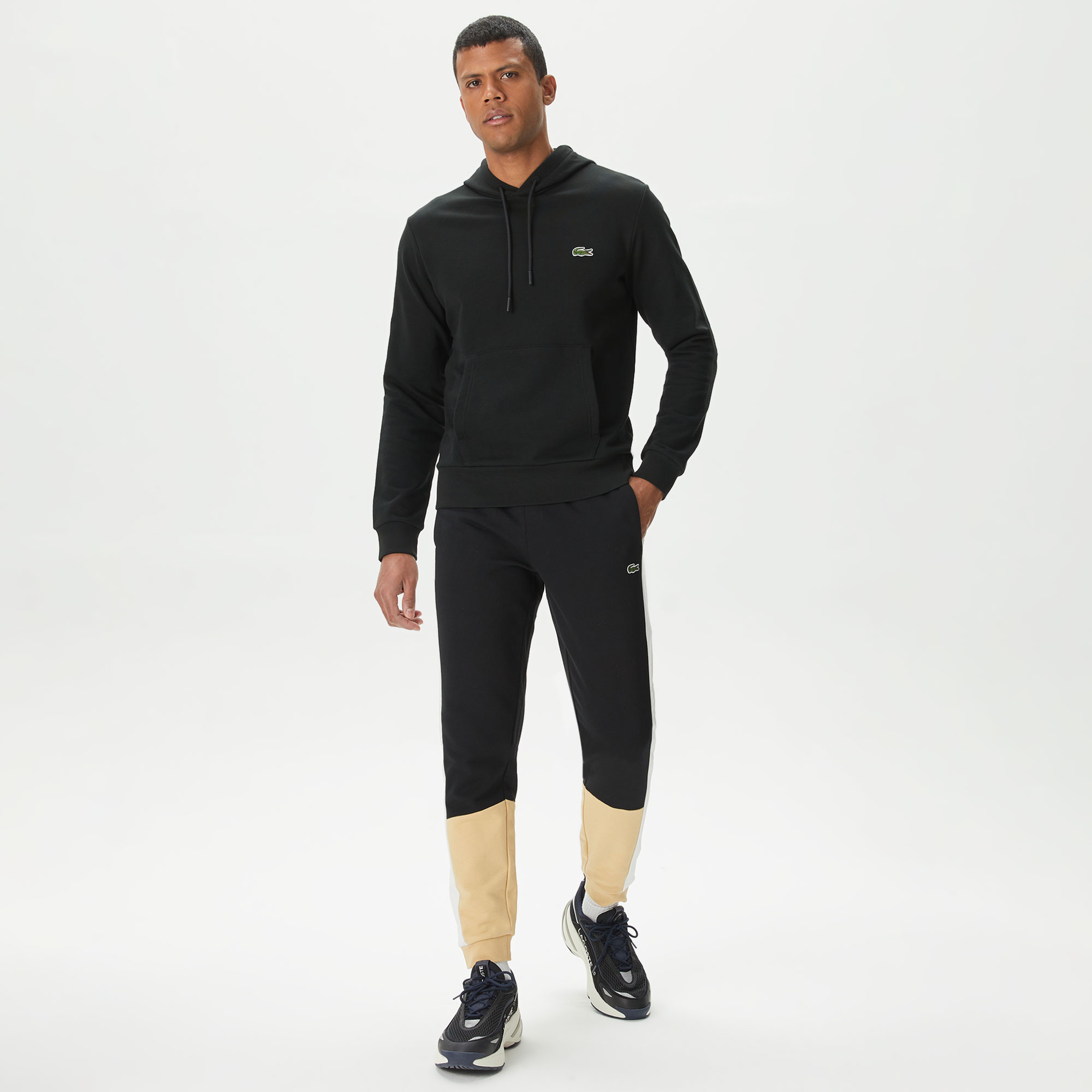 Erkek Regular Fit Renk Bloklu Siyah Eşofman Altı