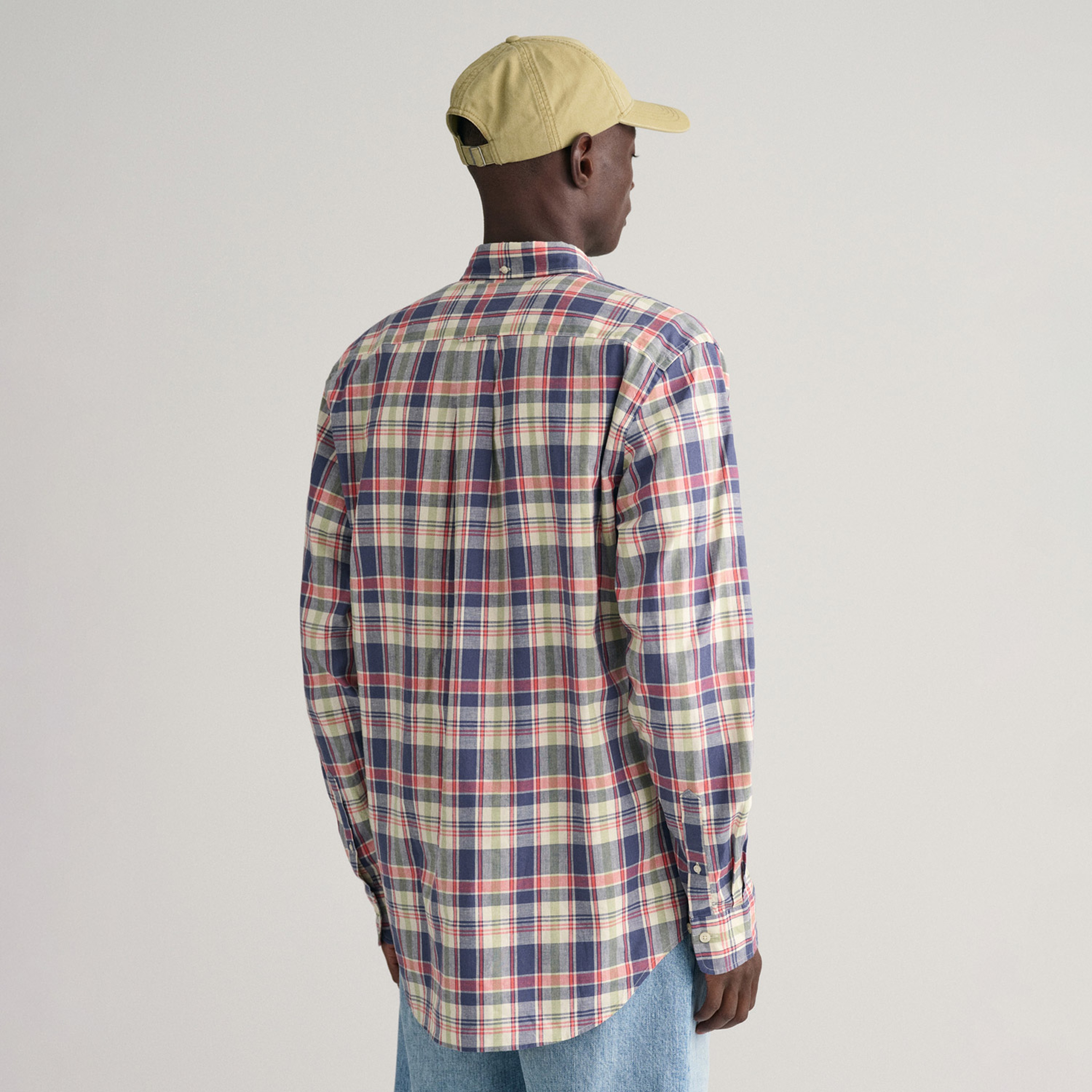 GANT Erkek Mavi Regular Fit Düğmeli Yaka Kareli Gömlek