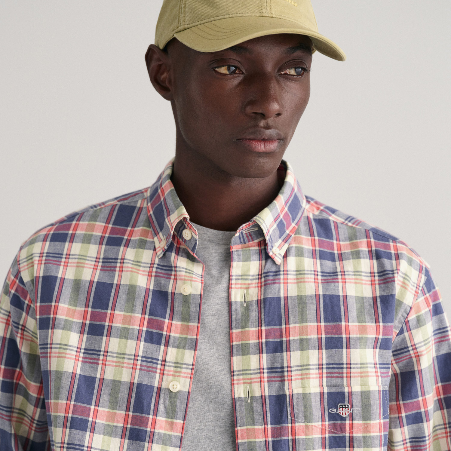 GANT Erkek Mavi Regular Fit Düğmeli Yaka Kareli Gömlek