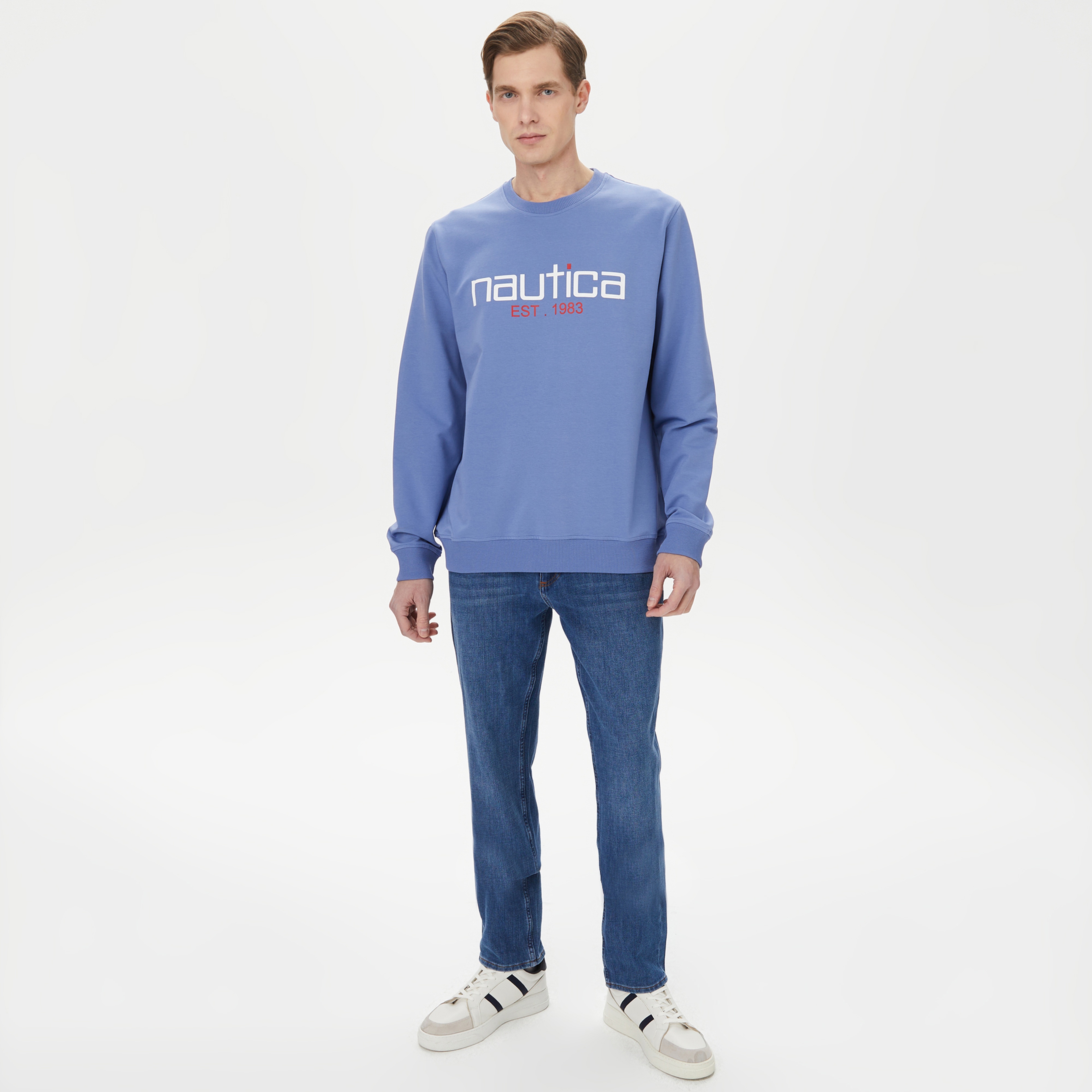 Nautica Erkek Mavi Standart Fit Sweatshirt