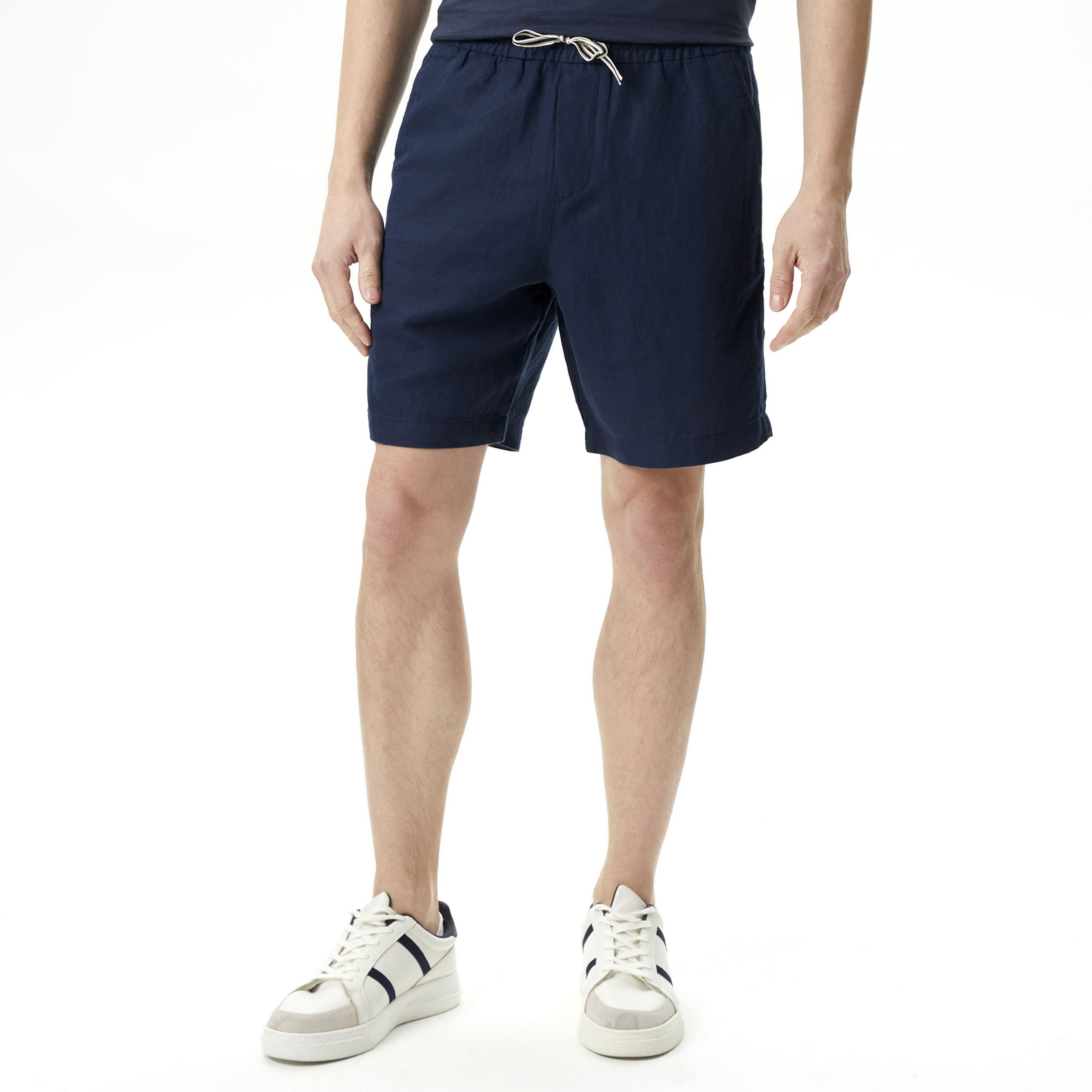 Nautica Erkek Lacivert Classic Fit Keten Bermuda