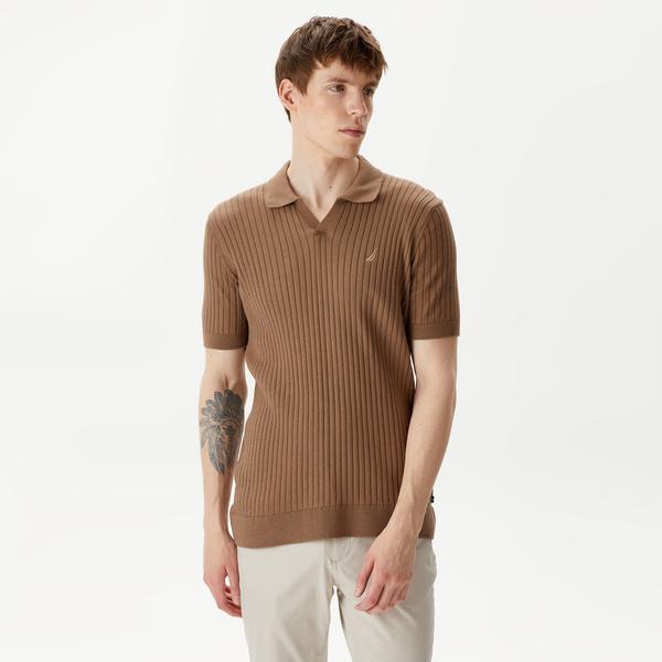 Nautica Erkek Kahverengi Classic Fit Kısa Kollu Kazak