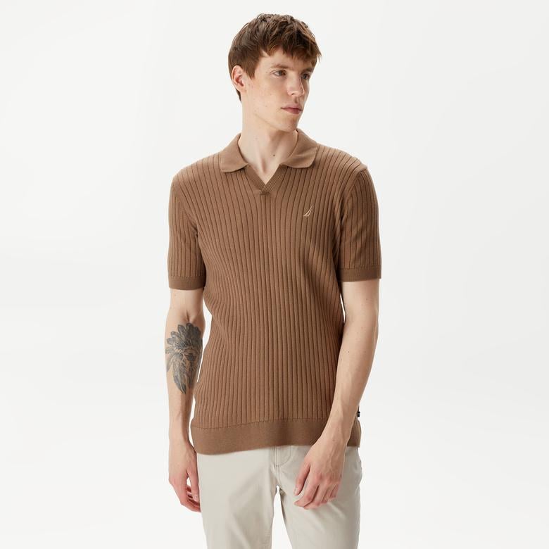 Nautica Erkek Kahverengi Classic Fit Kısa Kollu Kazak