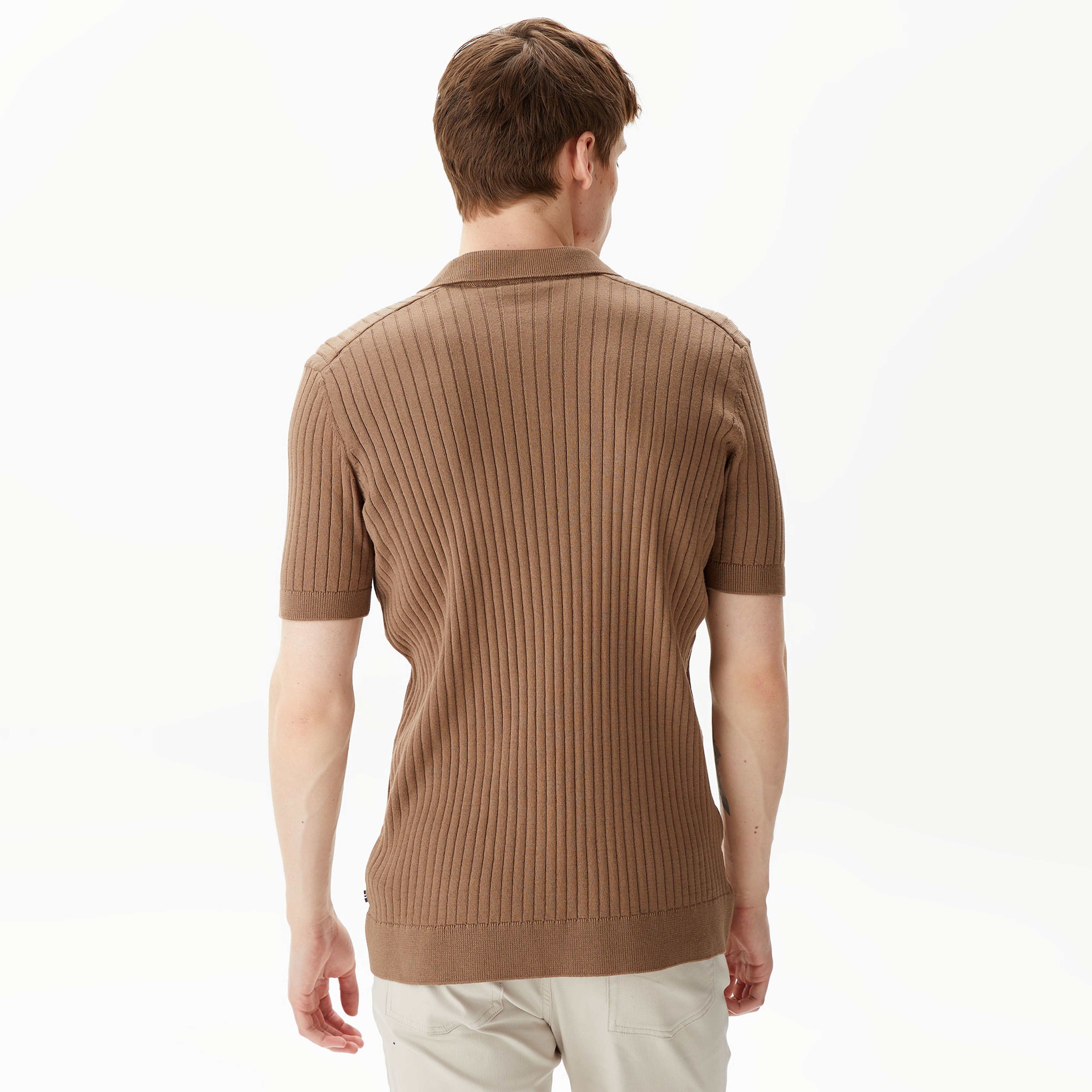 Nautica Erkek Kahverengi Classic Fit Kısa Kollu Kazak