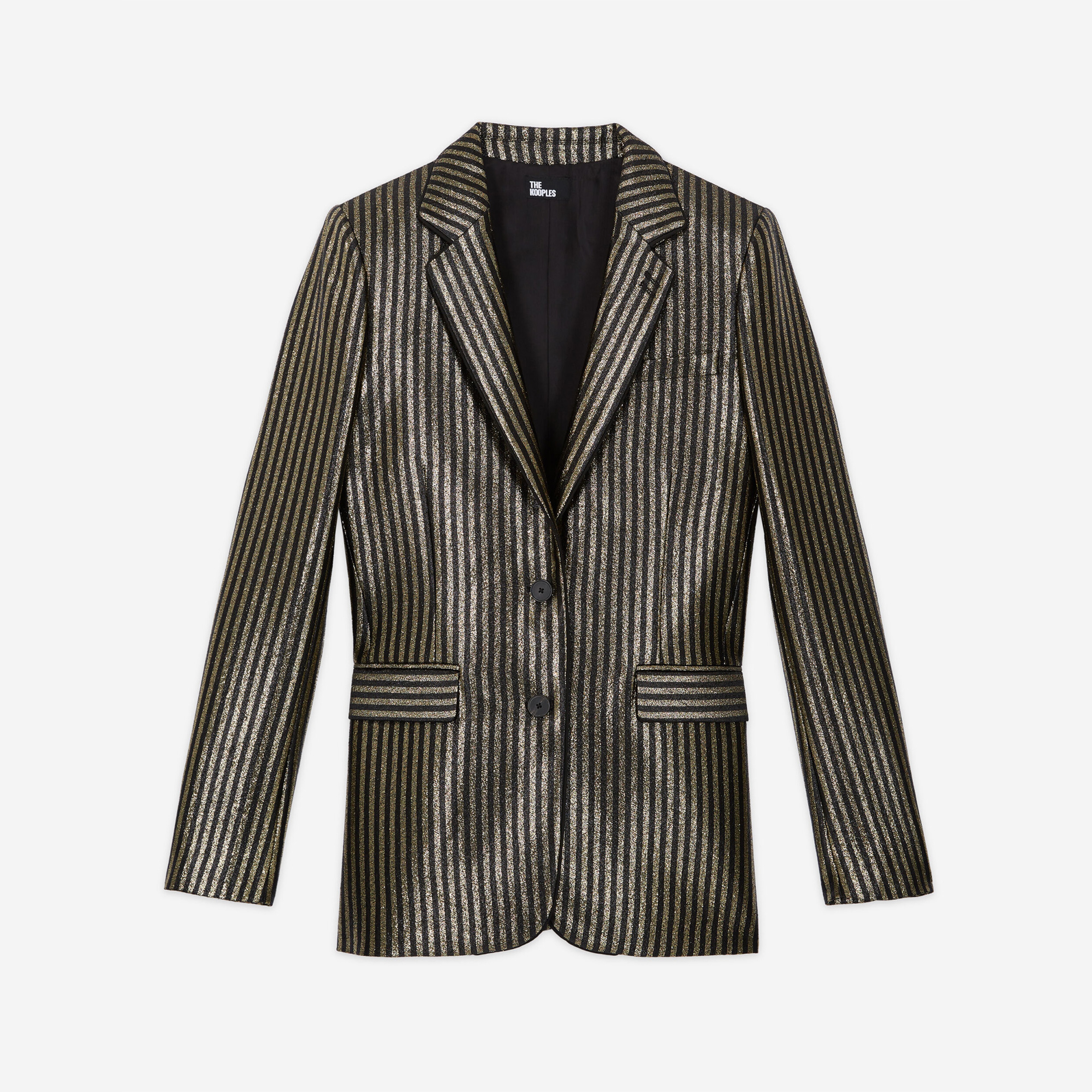 KADIN ÇİZGİLİ SİYAH CEKET