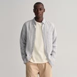 GANT Erkek Lacivert Regular Fit Çizgili Keten Gömlek