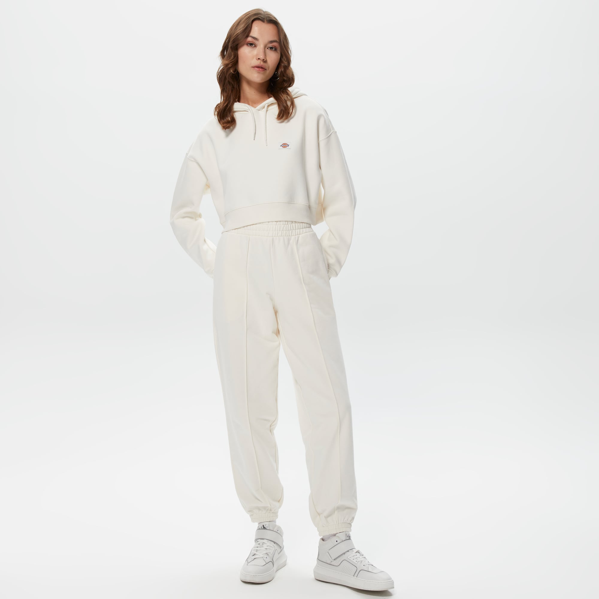 Dickies Oakport Cropped Kadın Krem Hoodie