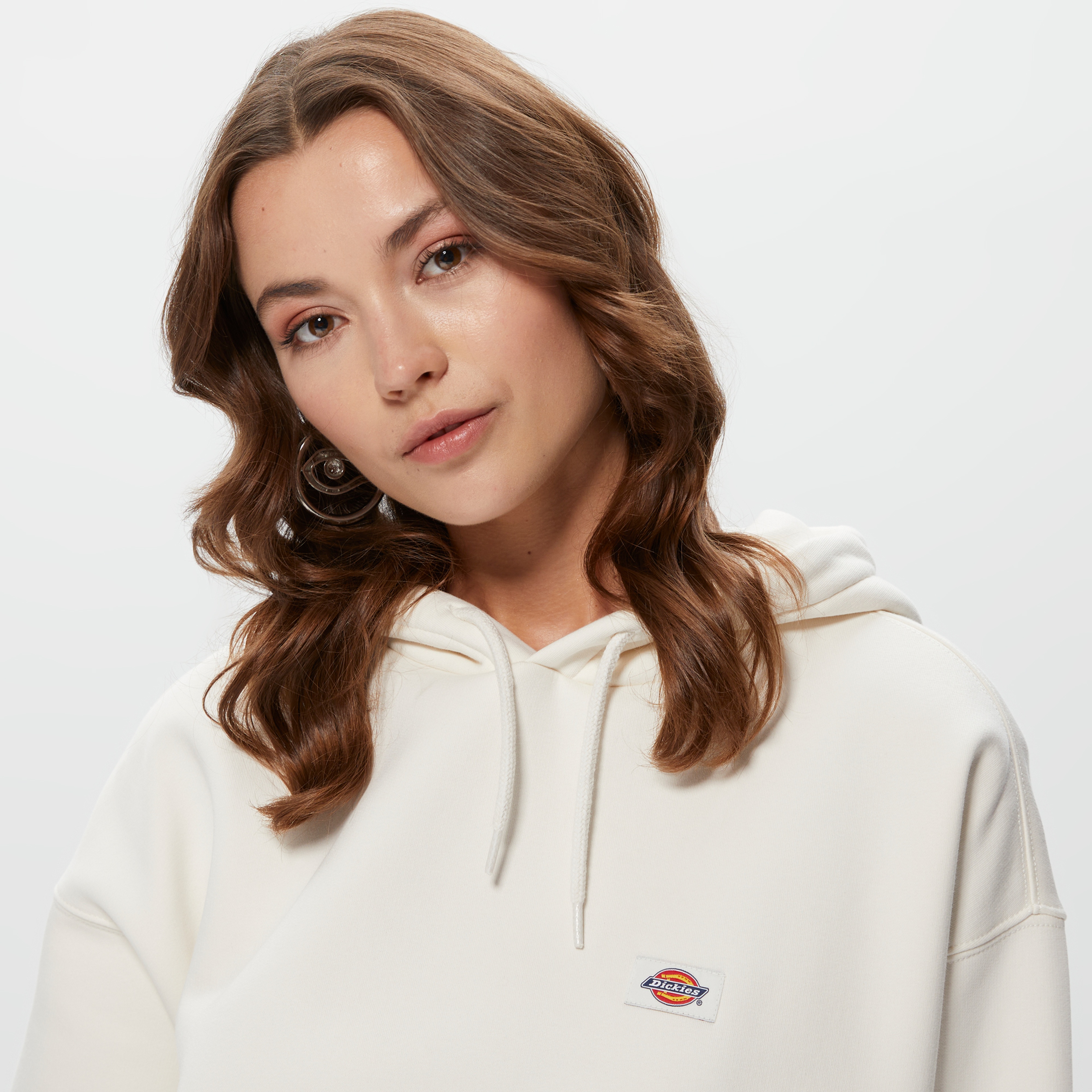 Dickies Oakport Cropped Kadın Krem Hoodie
