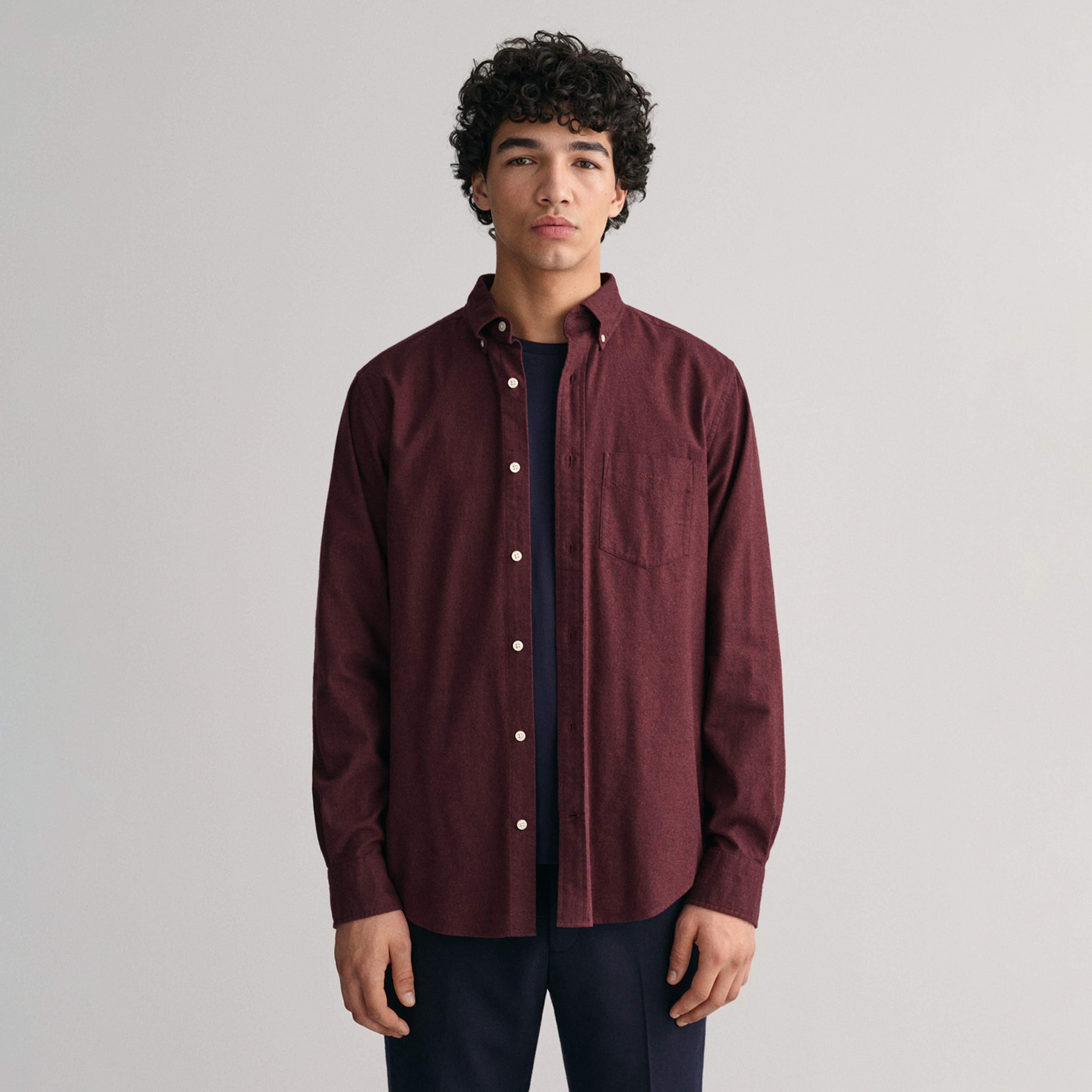 Gant Erkek Bordo Regular Fit Düğmeli Yaka Gömlek