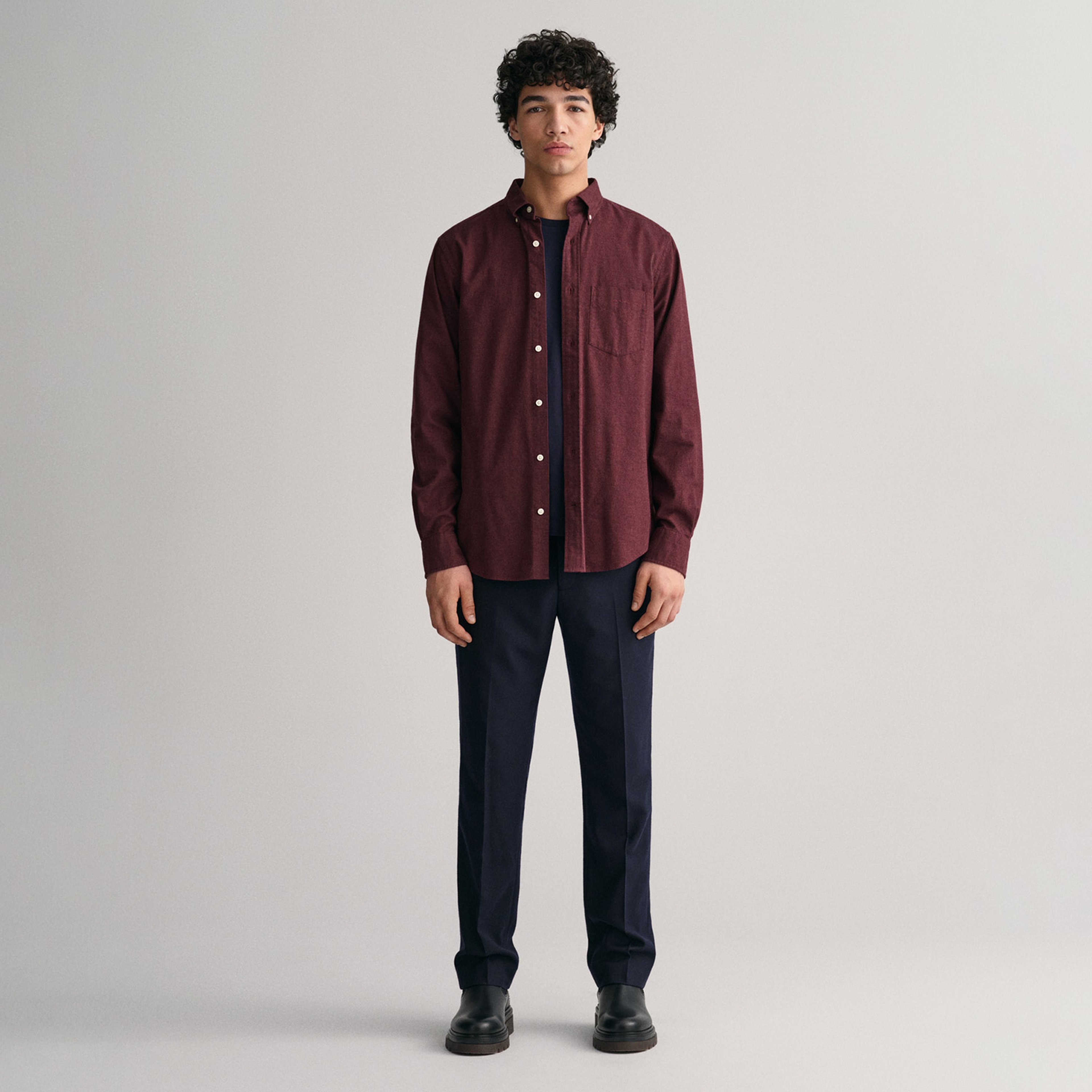 Gant Erkek Bordo Regular Fit Düğmeli Yaka Gömlek