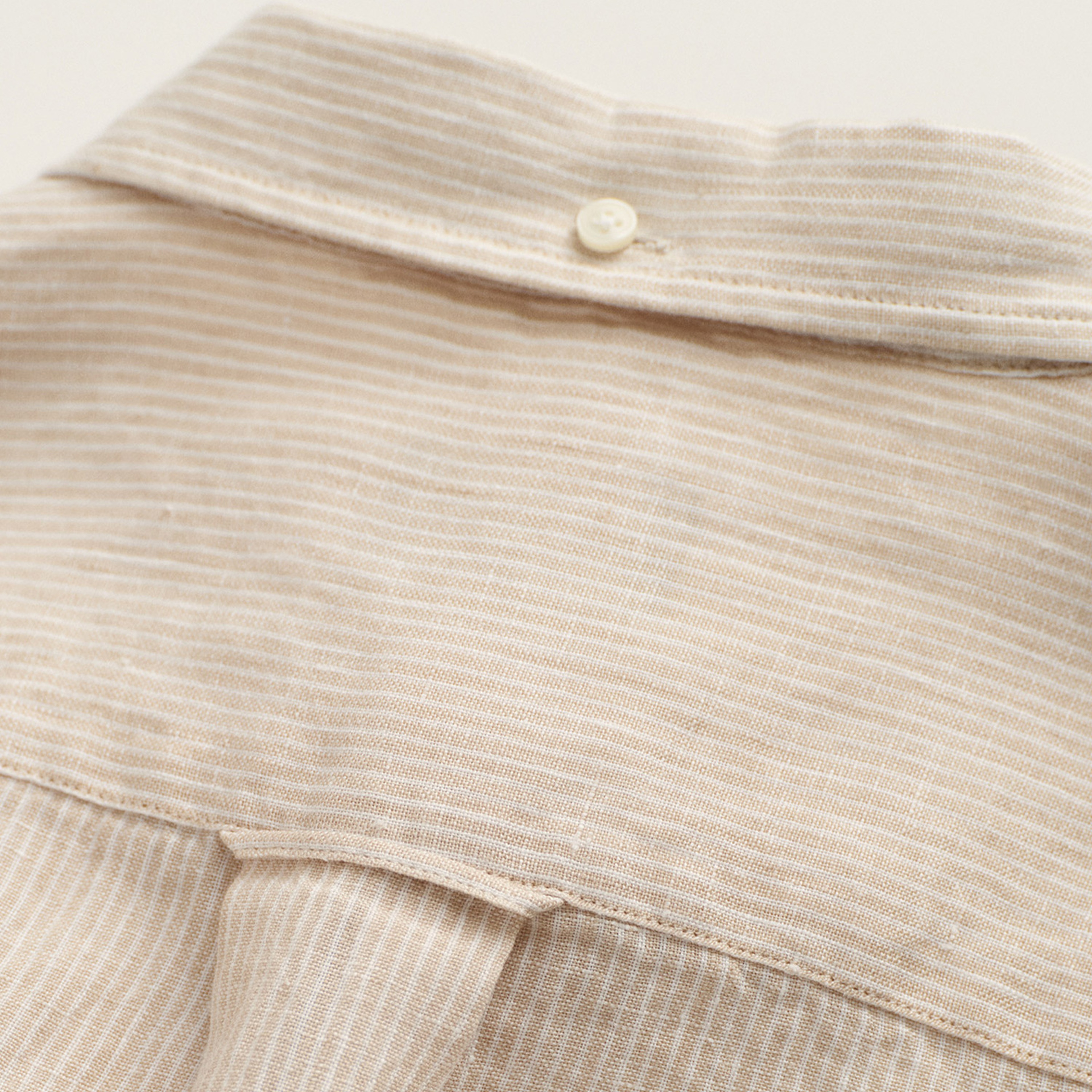 GANT Erkek Bej Regular Fit Çizgili Keten Gömlek