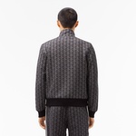 Erkek Regular Fit Fermuarlı Monogram Siyah Sweatshirt