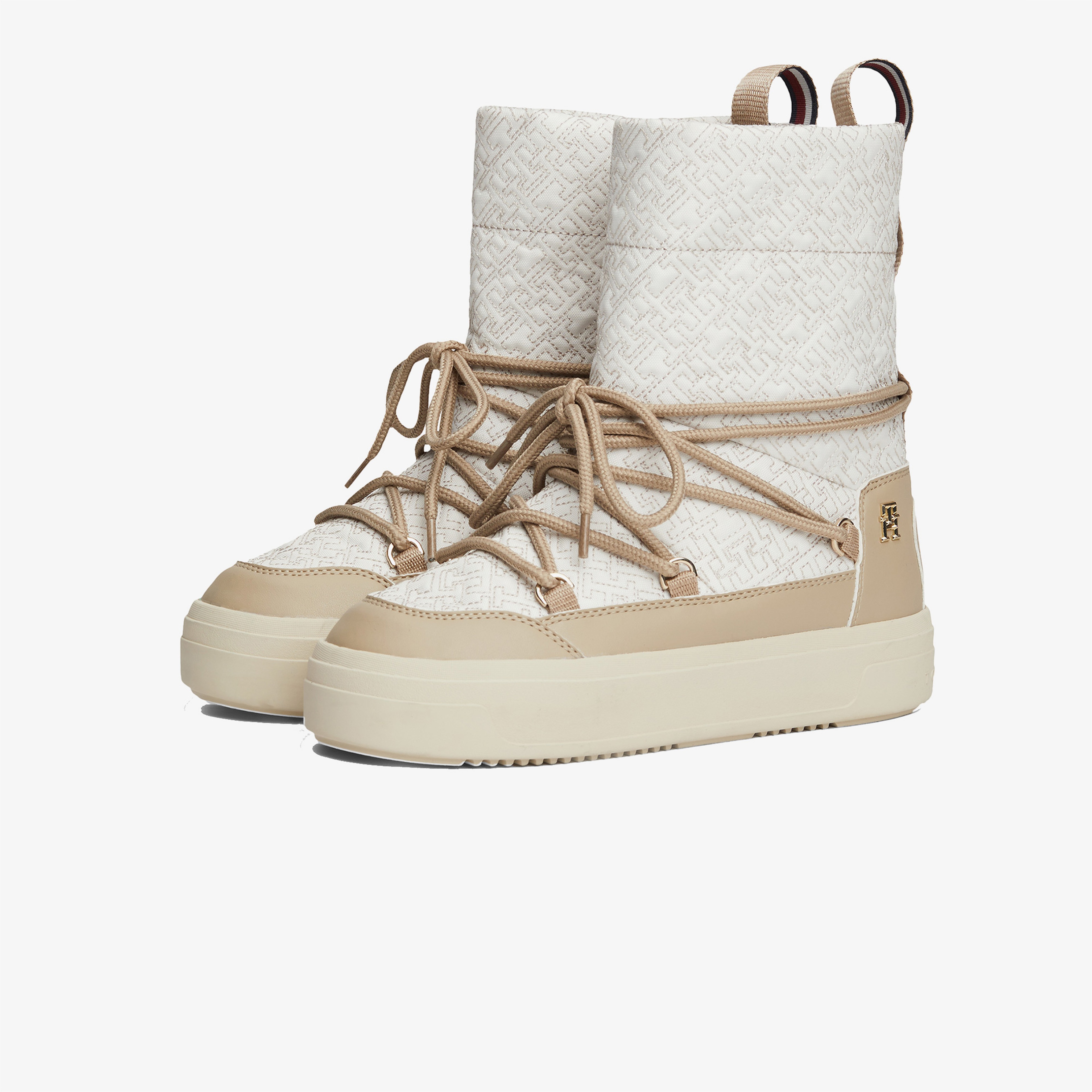 Tommy Hilfiger Lace-Up Monogram Kadın Bej Bot