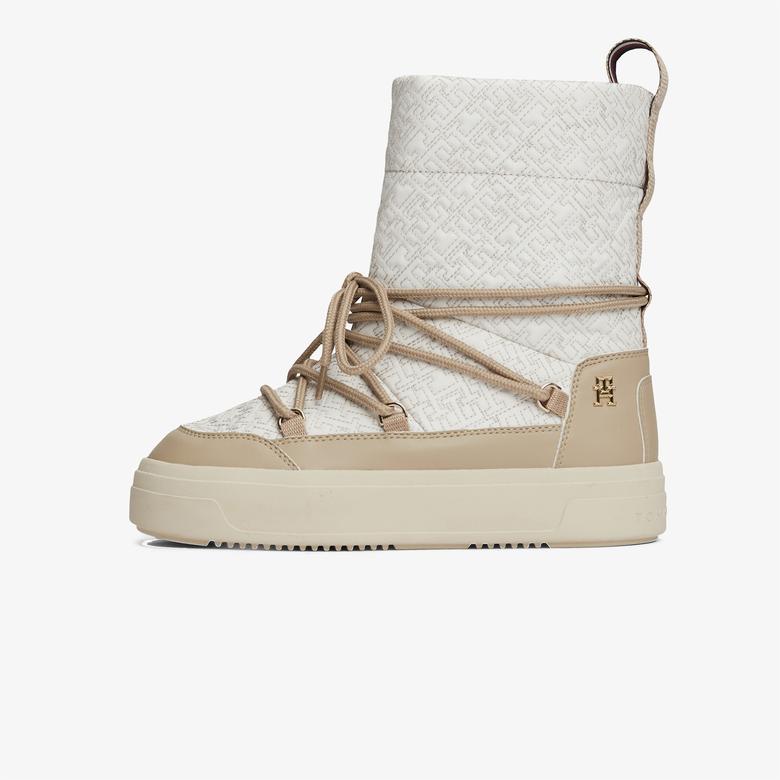 Tommy Hilfiger Lace-Up Monogram Kadın Bej Bot