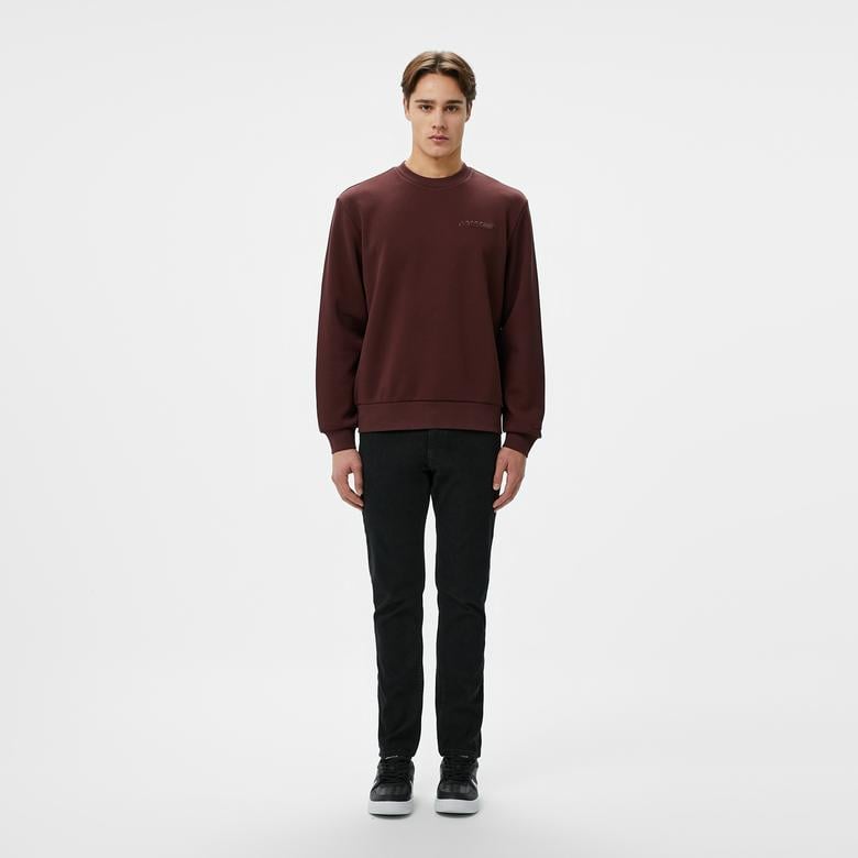 Erkek Classic Fit Bisiklet Yaka Bordo Sweatshirt