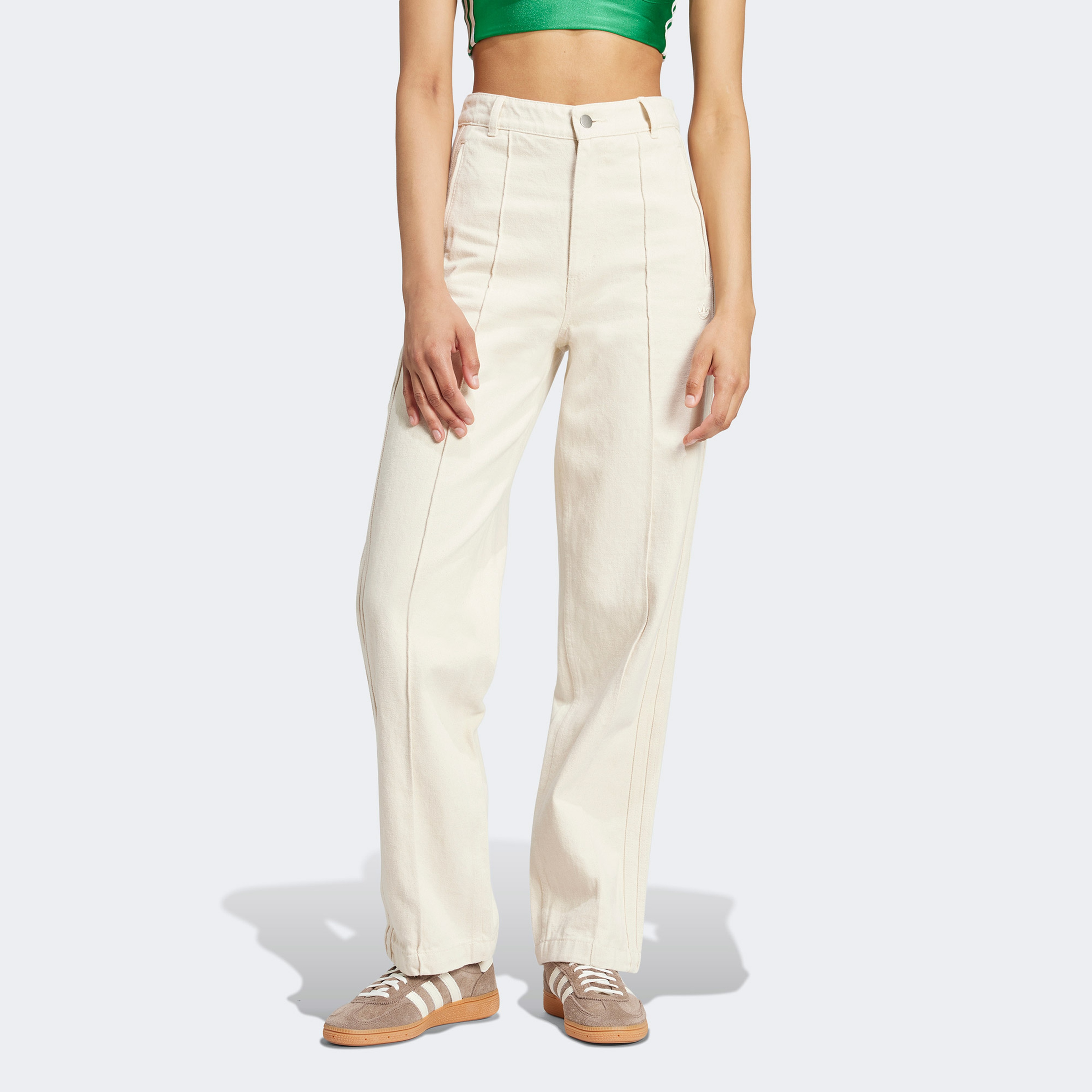 adidas Premium Essentials Straight Leg Denim Kadın Beyaz Pantolon