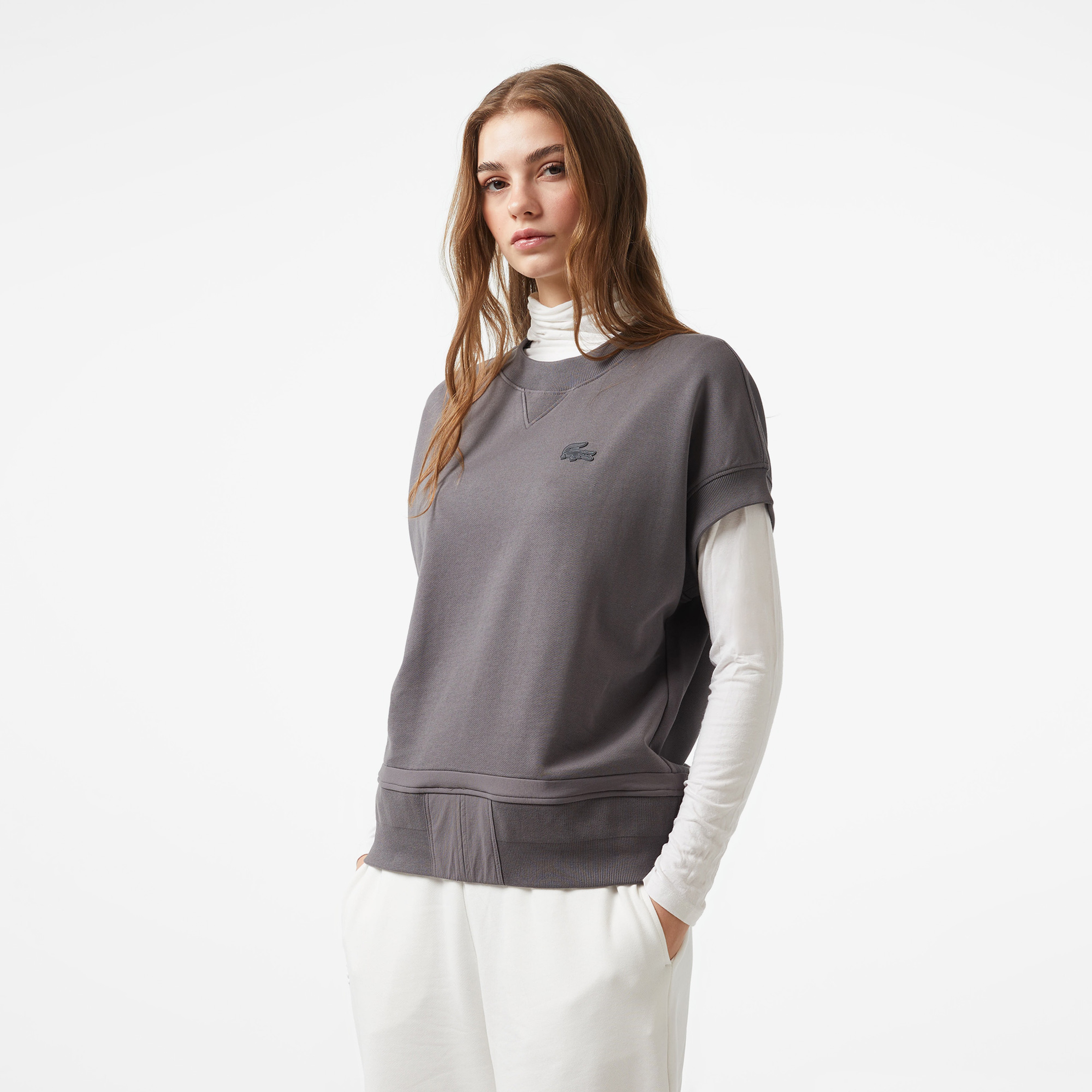 Lacoste x House of SuperStep Kadın Siyah T-Shirt