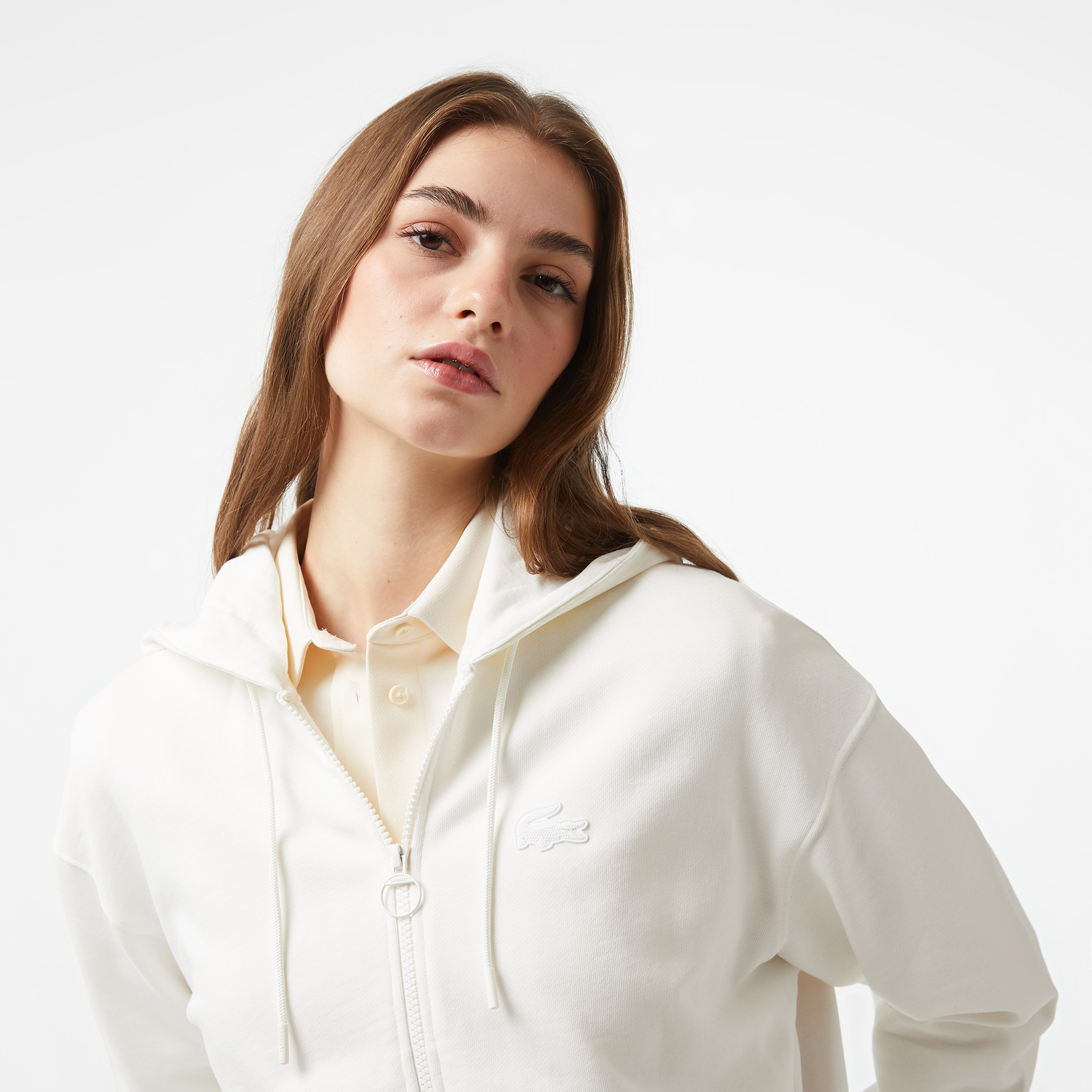 Lacoste x House of SuperStep Kadın Krem Hoodie