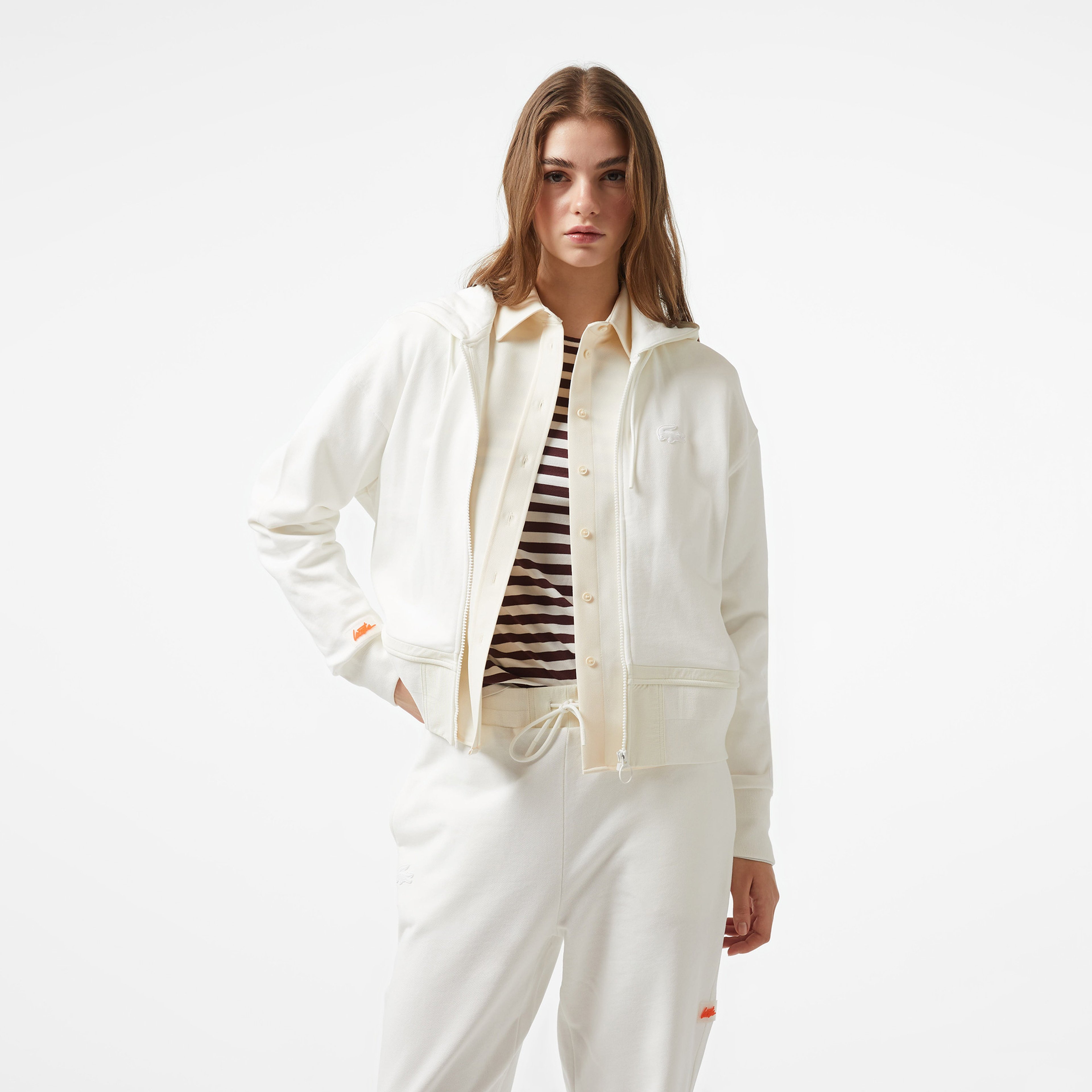 Lacoste x House of SuperStep Kadın Krem Hoodie