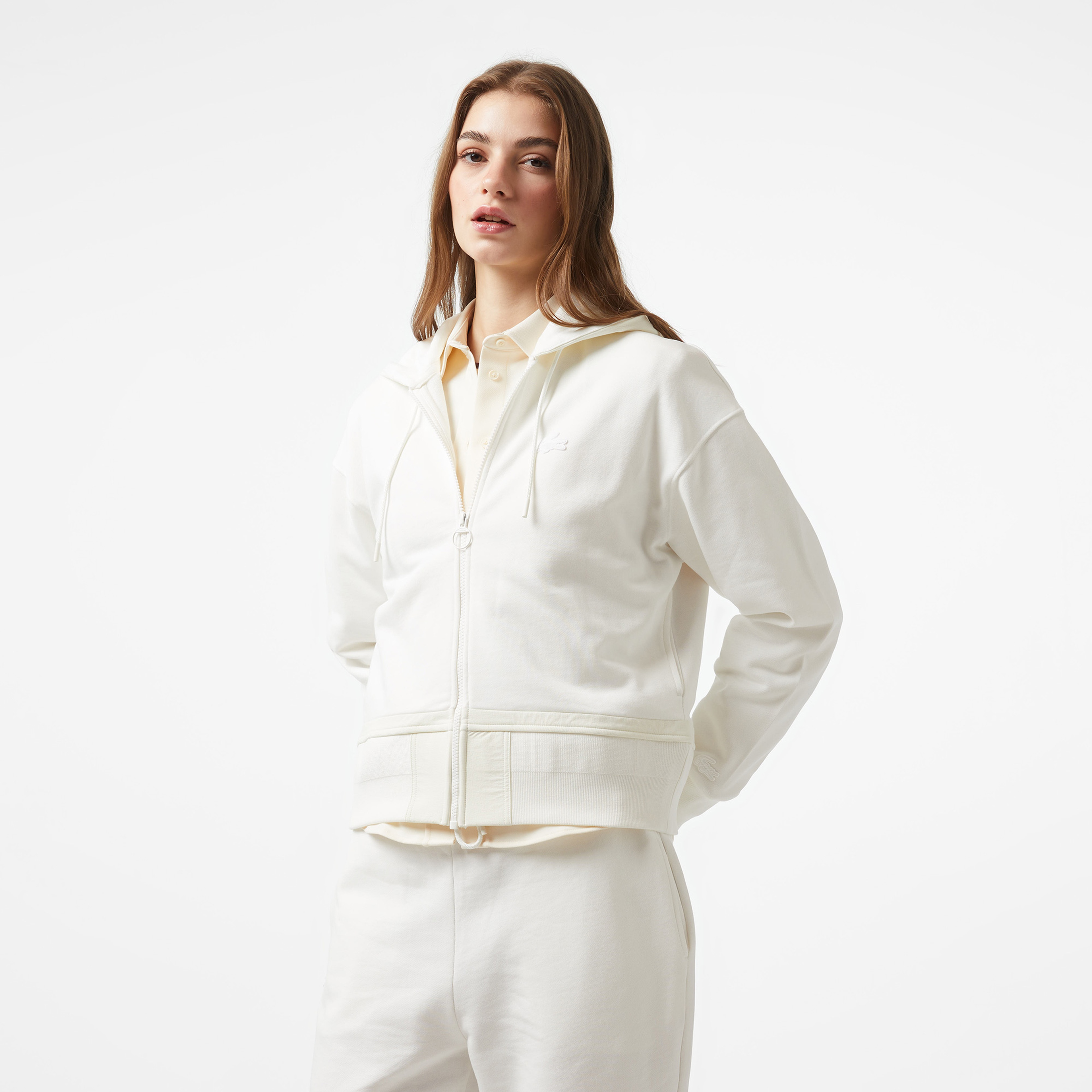 Lacoste x House of SuperStep Kadın Krem Hoodie