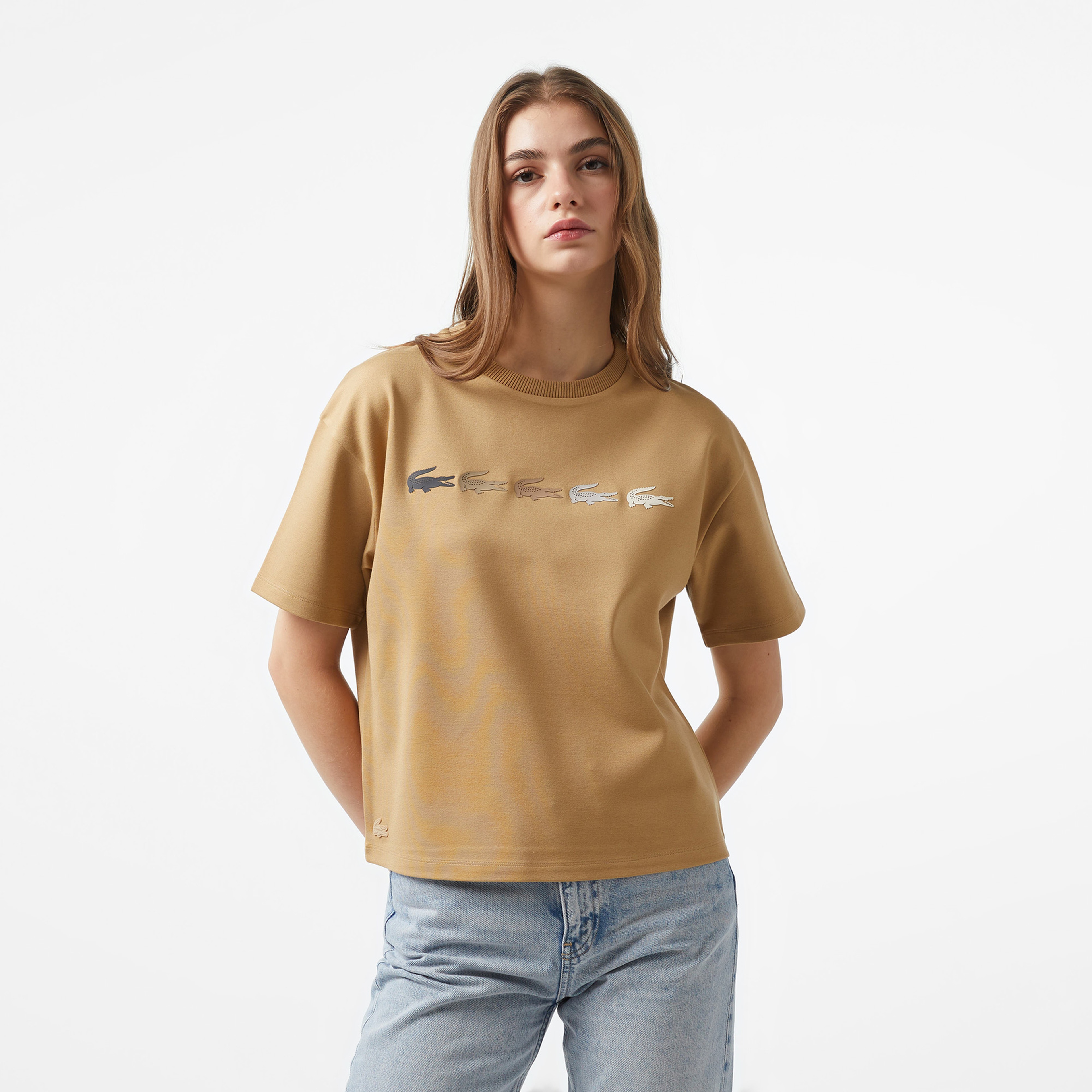 Lacoste x House of SuperStep Kadın Kahverengi T-Shirt