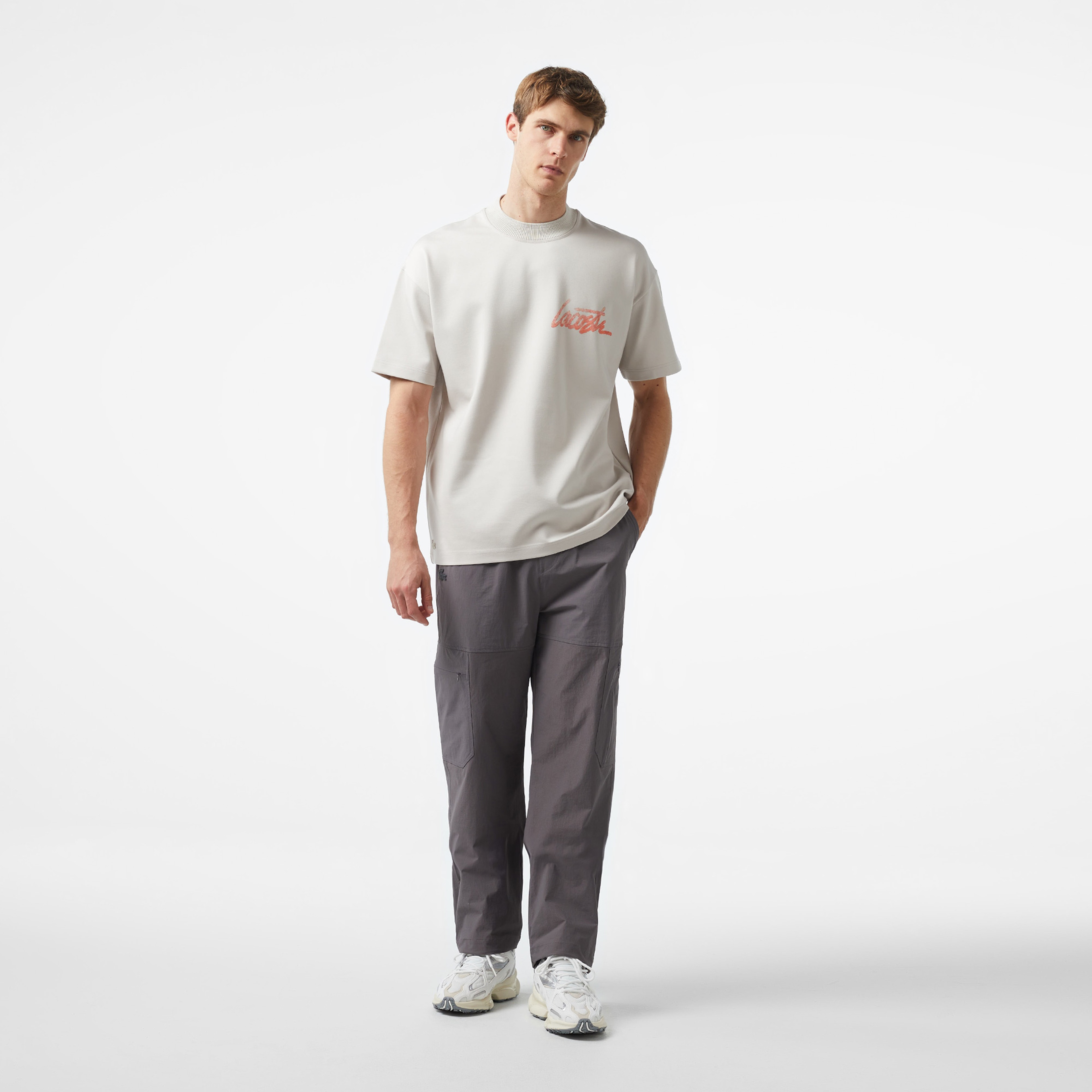 Lacoste x House of SuperStep Erkek Gri T-Shirt