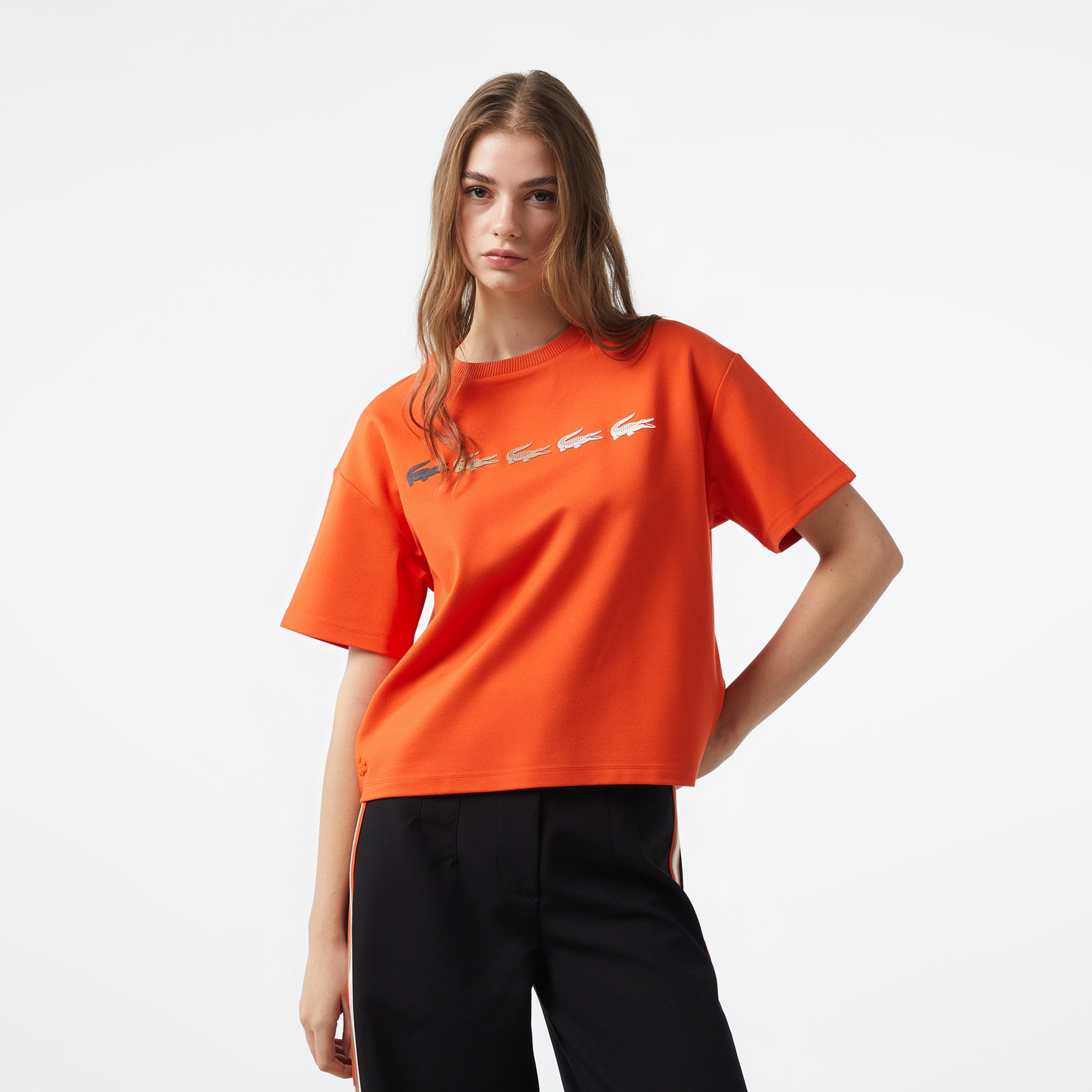 Lacoste x House of SuperStep Kadın Kırmızı T-Shirt