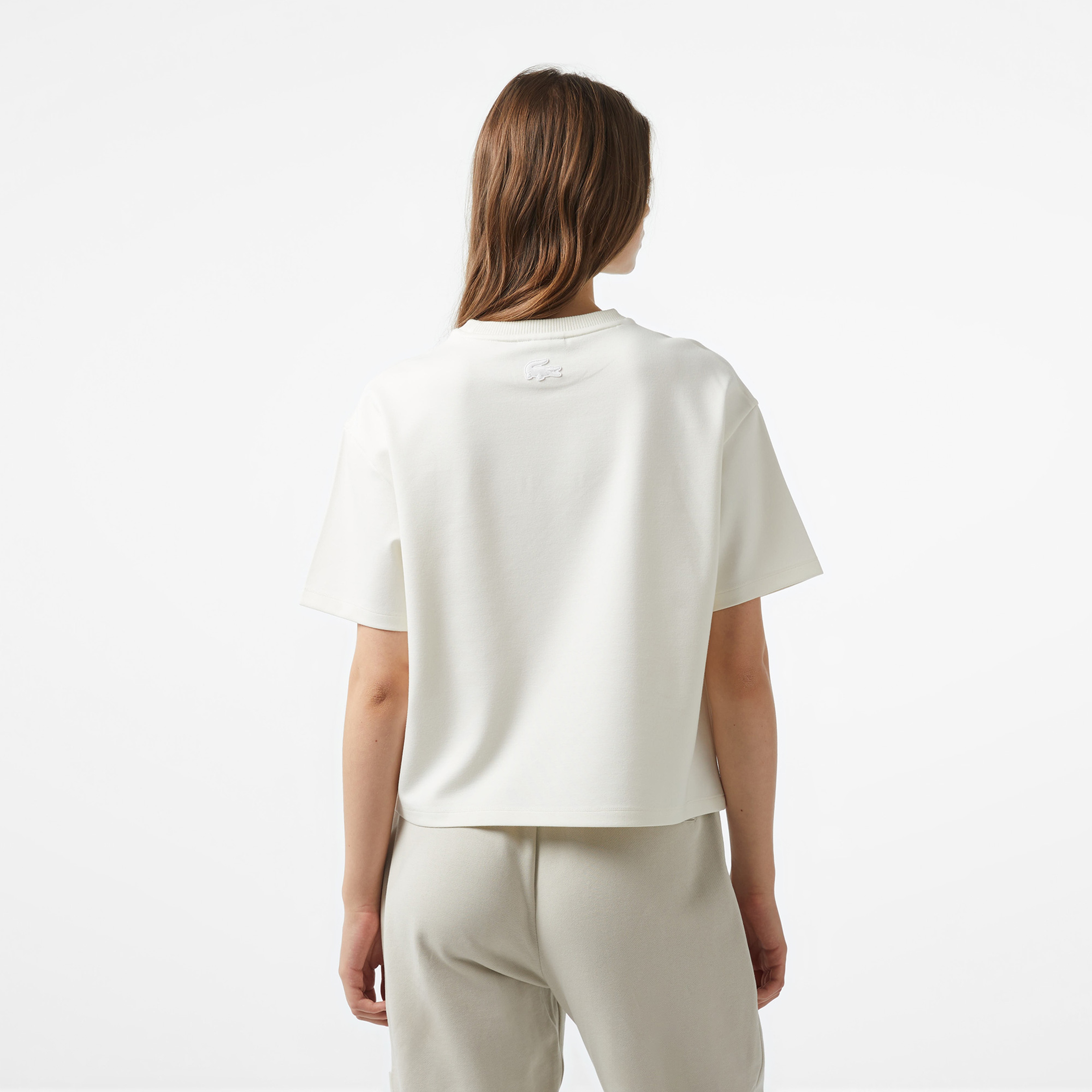 Lacoste x House of SuperStep Kadın Krem T-Shirt