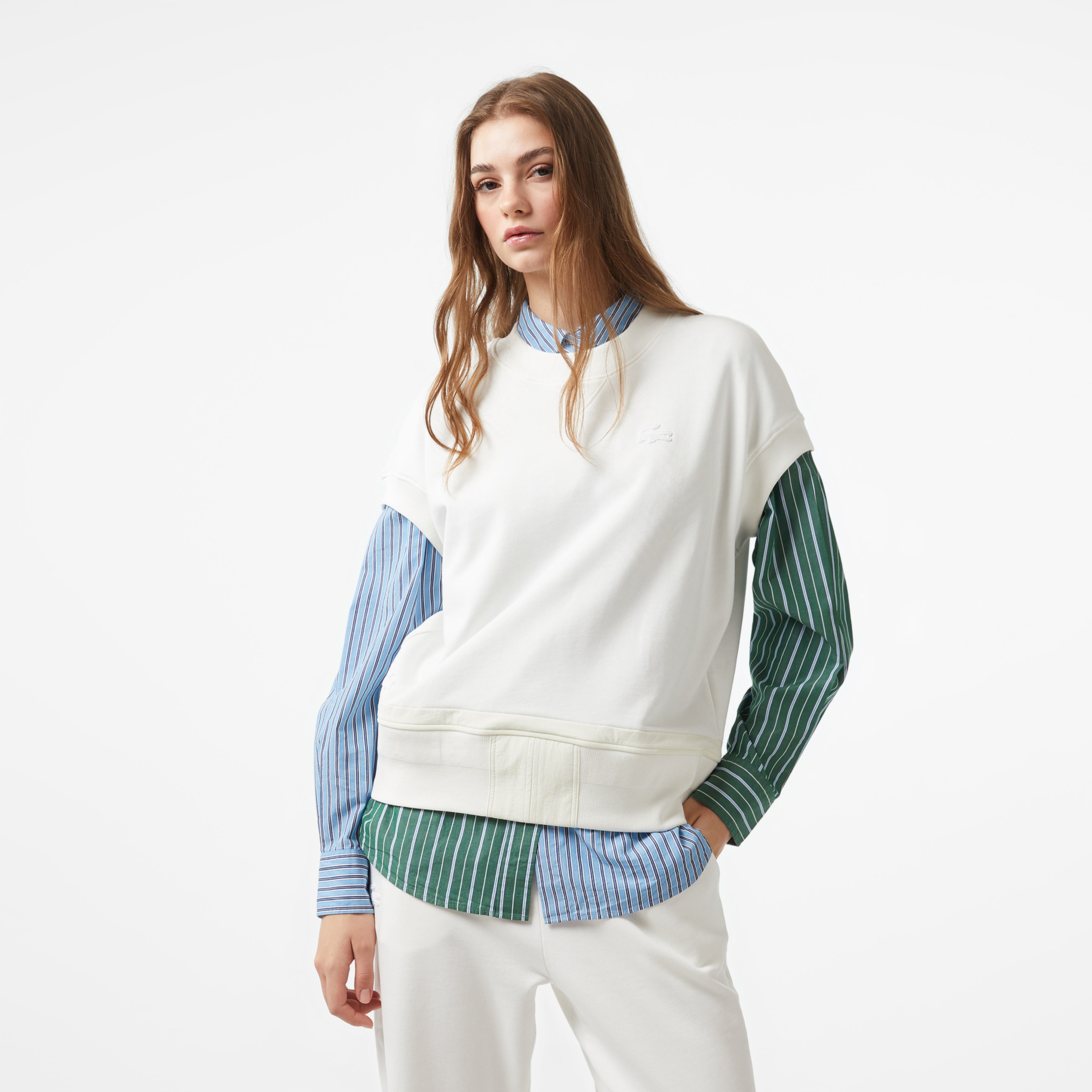 Lacoste x House of SuperStep Kadın Krem T-Shirt