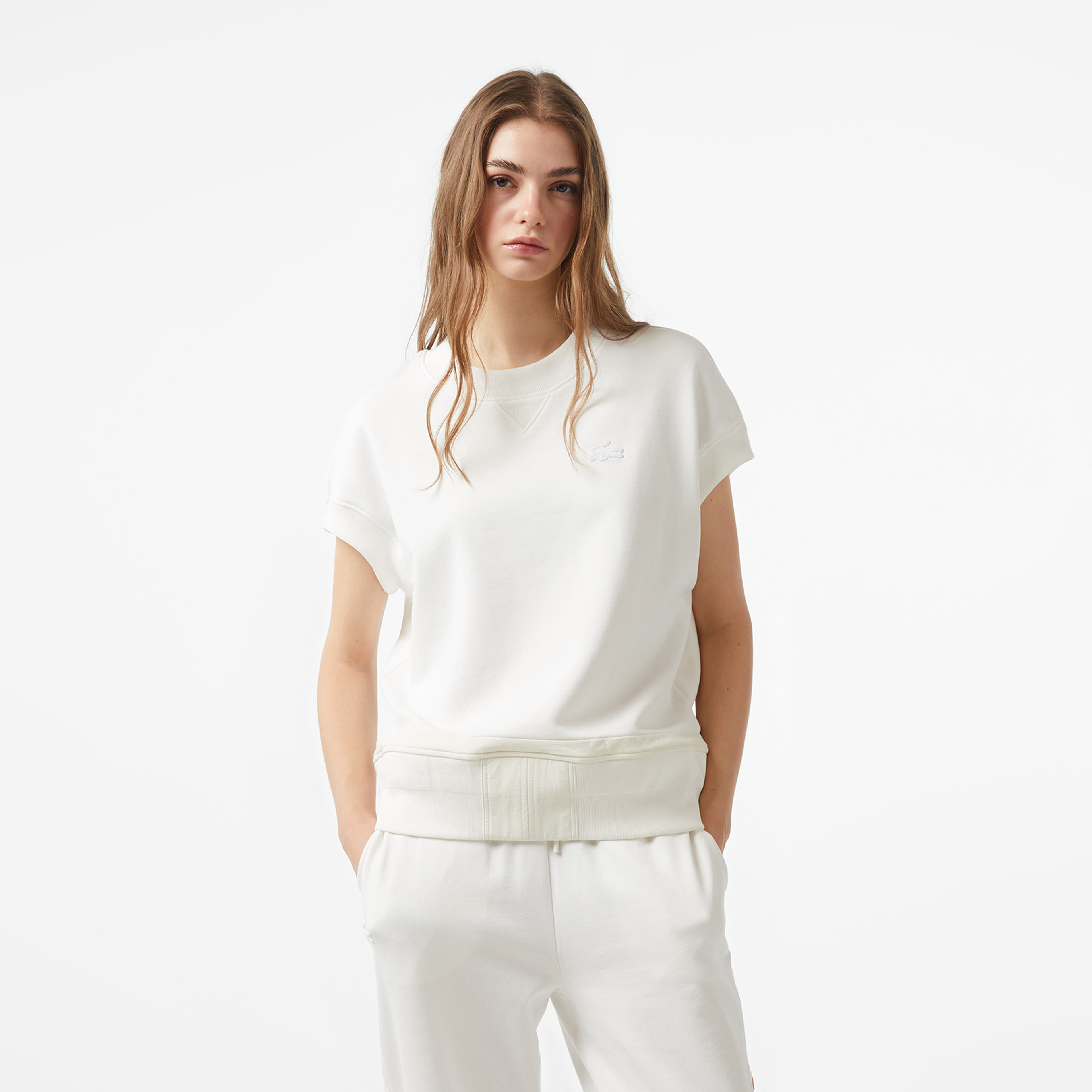 Lacoste x House of SuperStep Kadın Krem T-Shirt