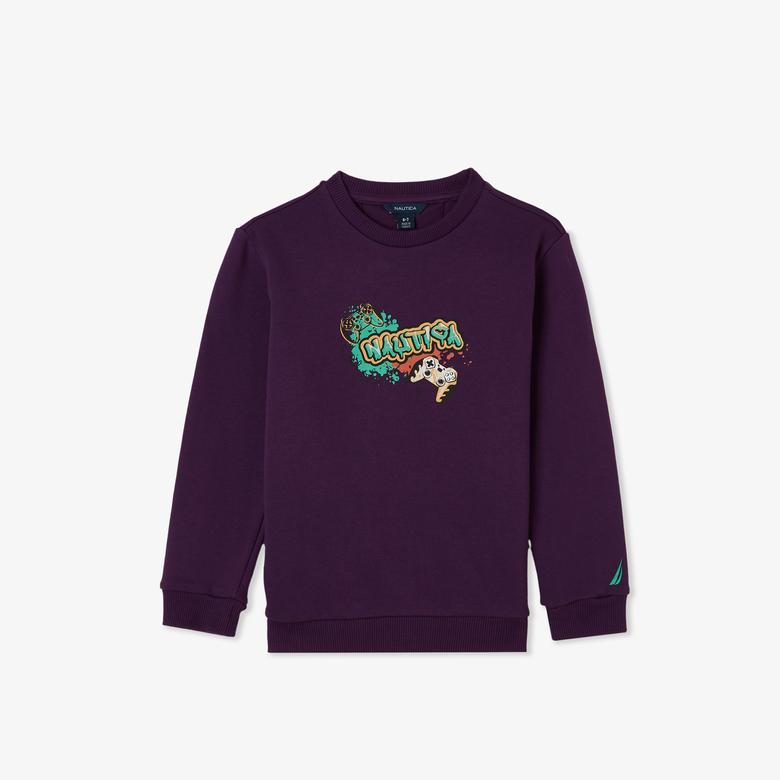 Nautica Knit Active Top Çocuk Mor Sweatshirt
