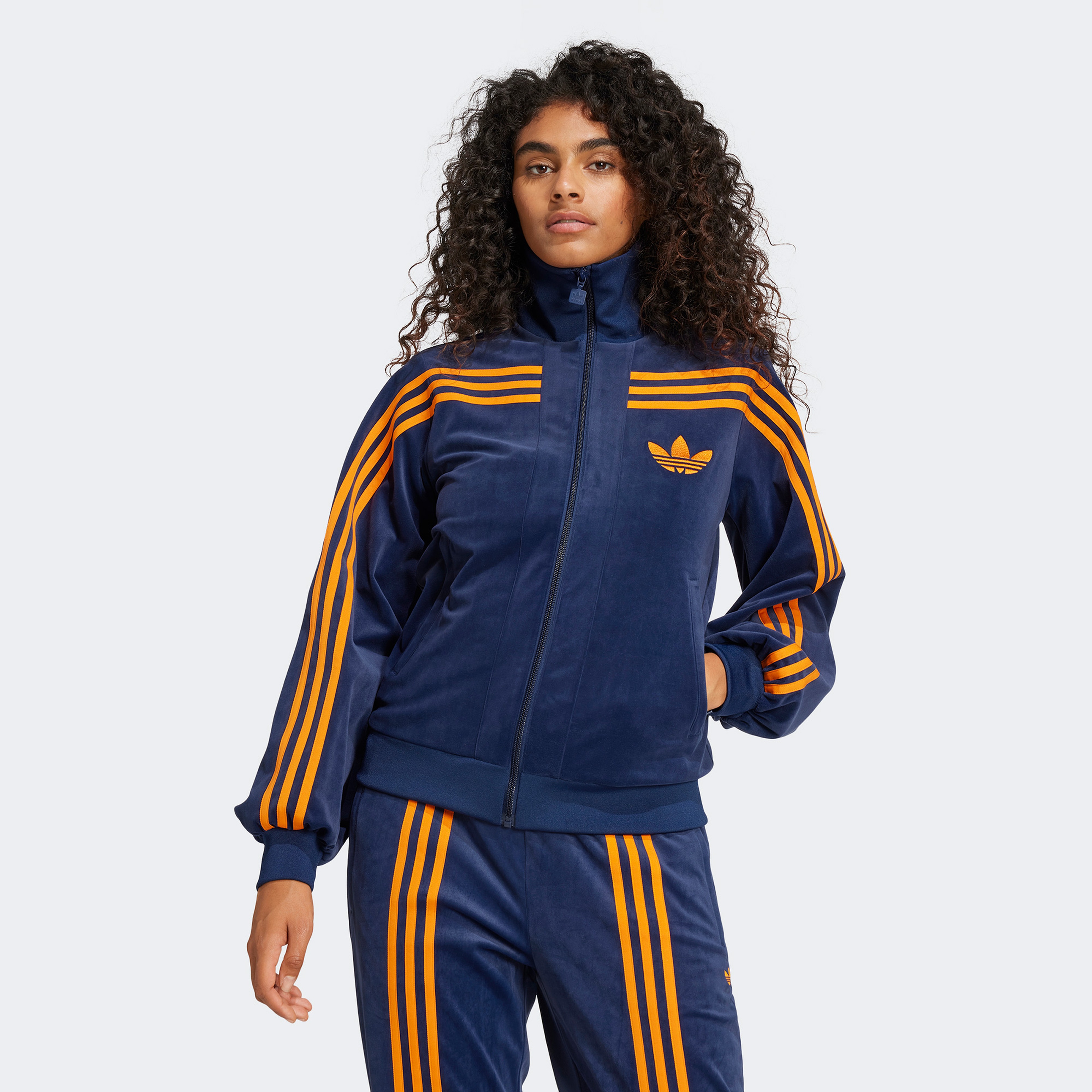 adidas 70S Velour Kadın Günlük Mavi Ceket