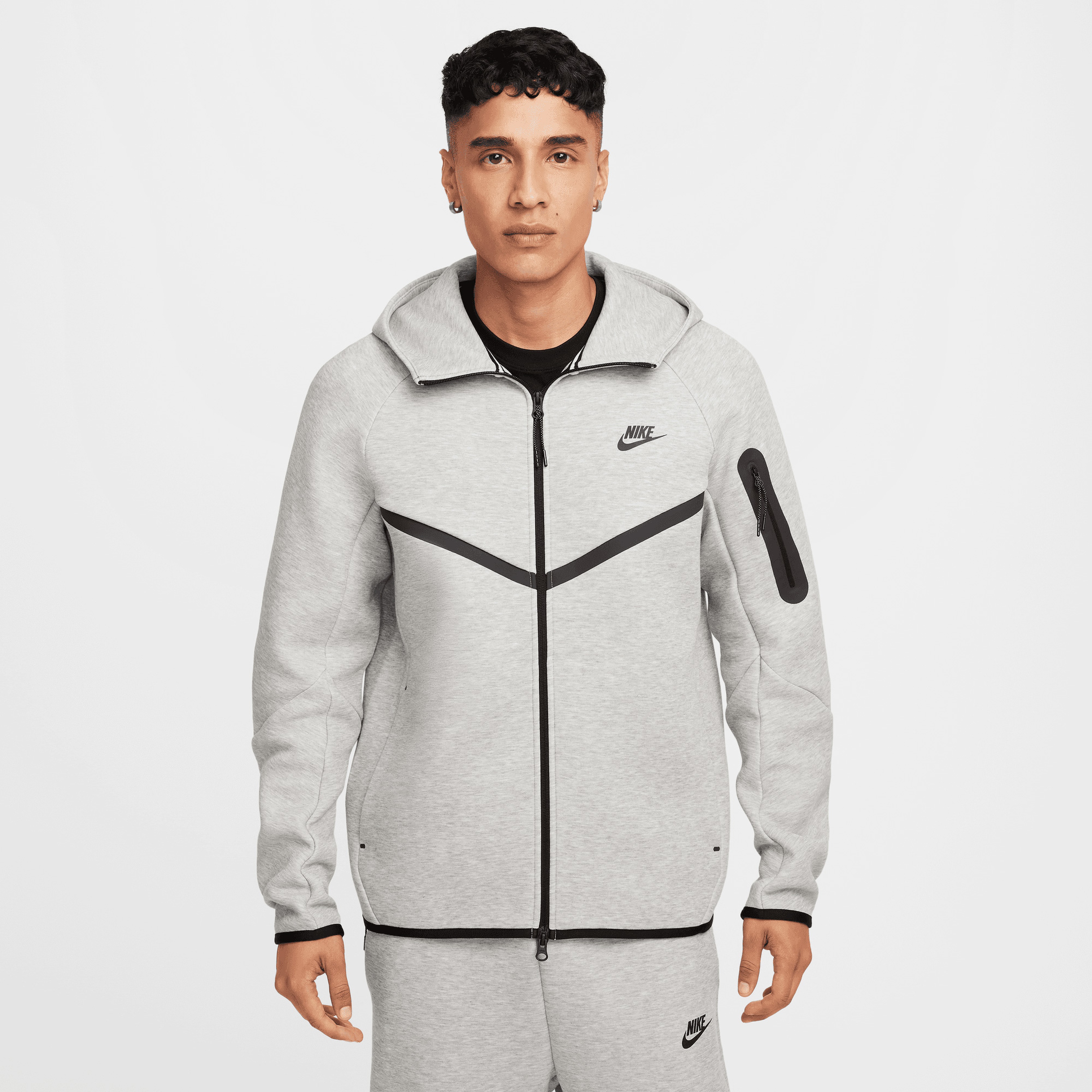 Nike Tech Fleece Full Zip Windrunner Erkek Gri Sweatshirt