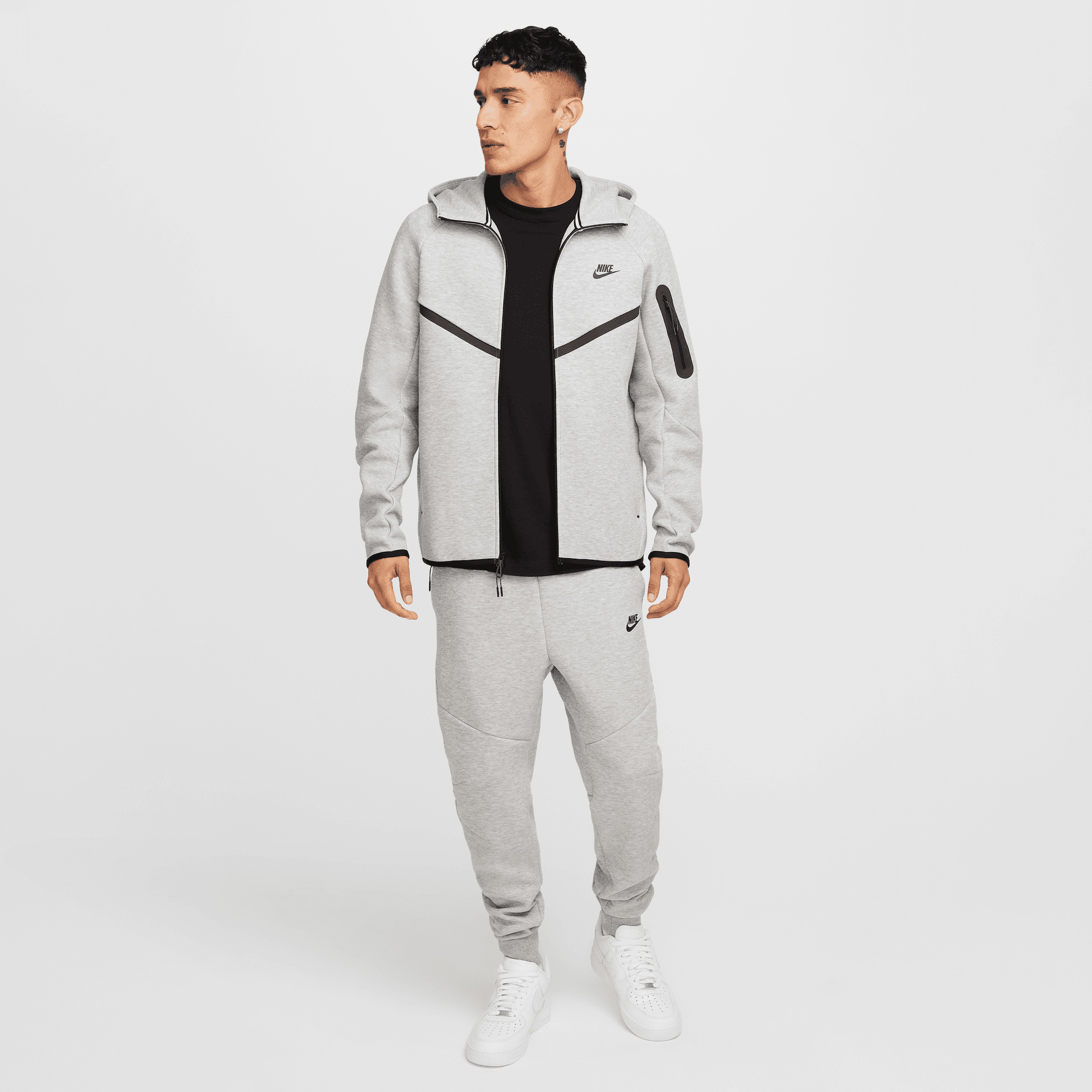 Nike Tech Fleece Full Zip Windrunner Erkek Gri Sweatshirt