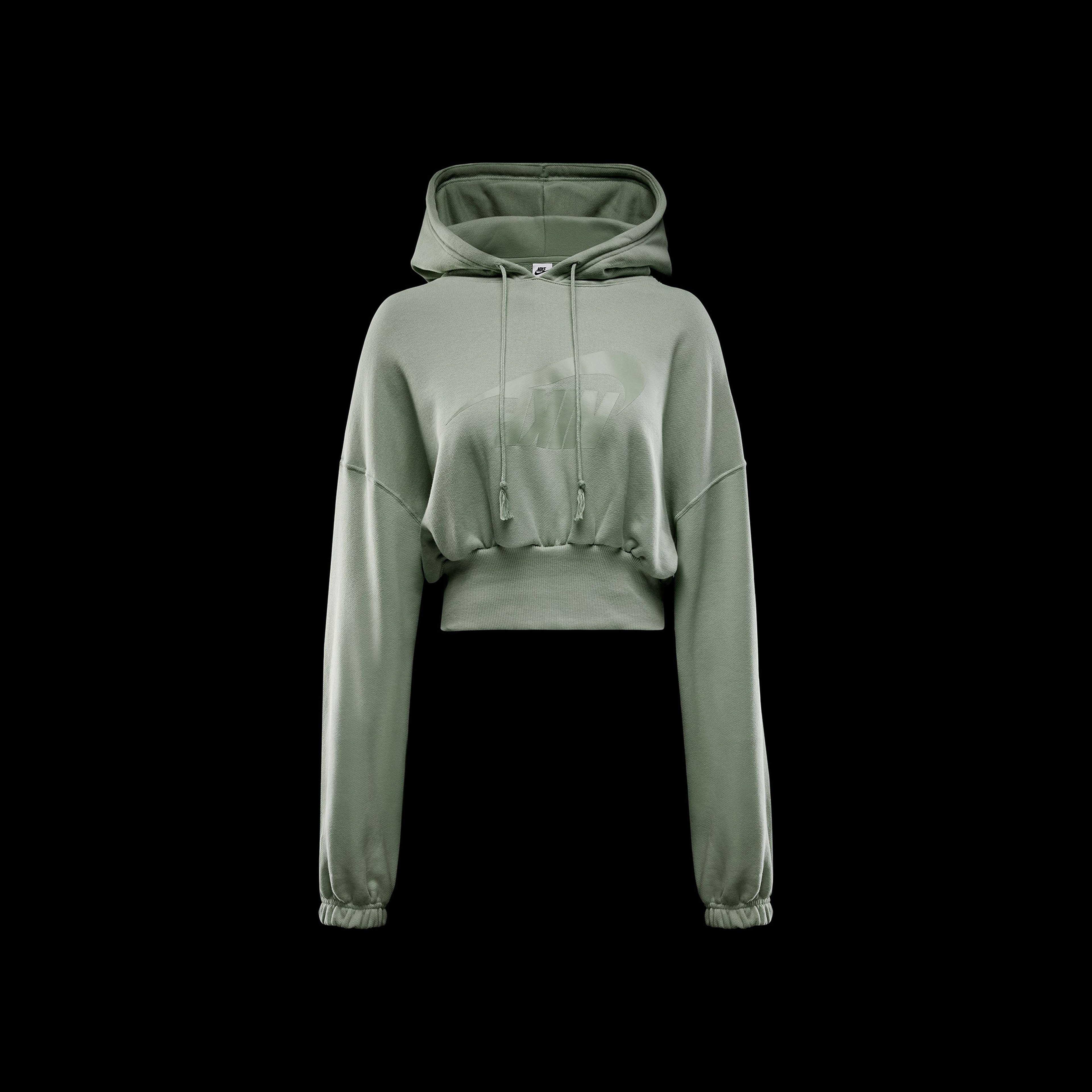 Nike Oversized Sportswear Fleece Cropped Kadın Yeşil Günlük Sweatshirt