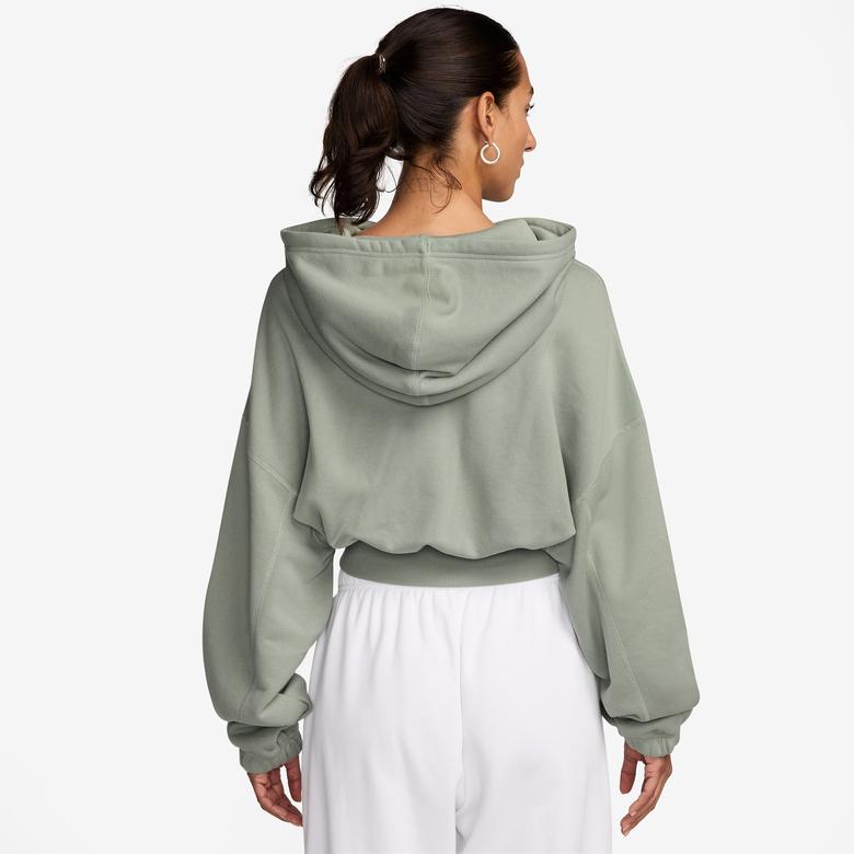 Nike Oversized Sportswear Fleece Cropped Kadın Yeşil Günlük Sweatshirt