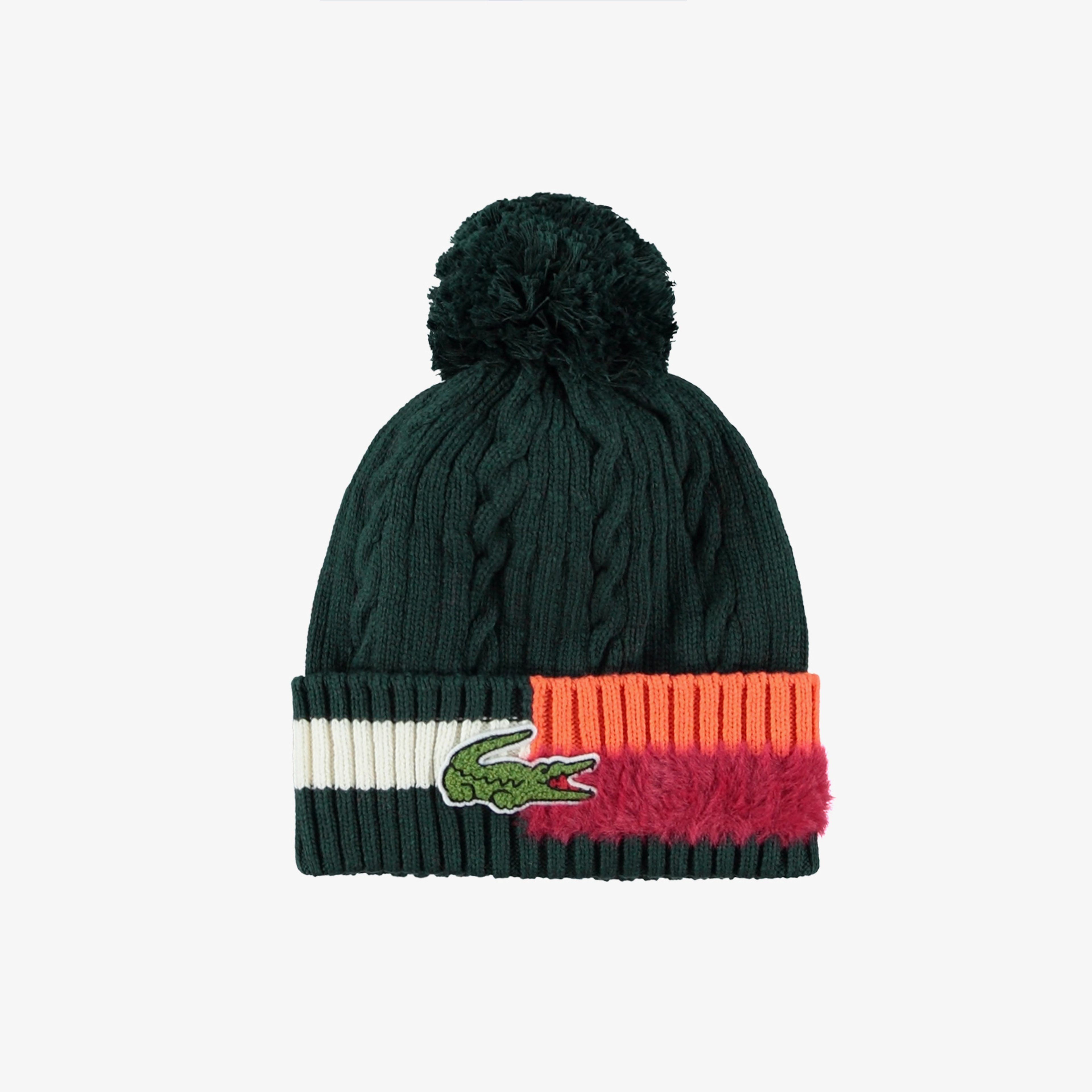 Unisex Renk Bloklu Yeşil Bere