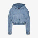 Tommy Hilfiger Tjw Denim Cropped Kadın Mavi Hoodie