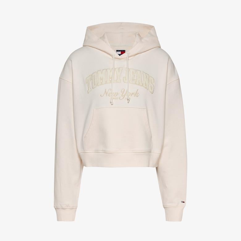 Tommy Hilfiger Tjw Boxy Crp Gmd Varsity Kadın Beyaz Hoodie