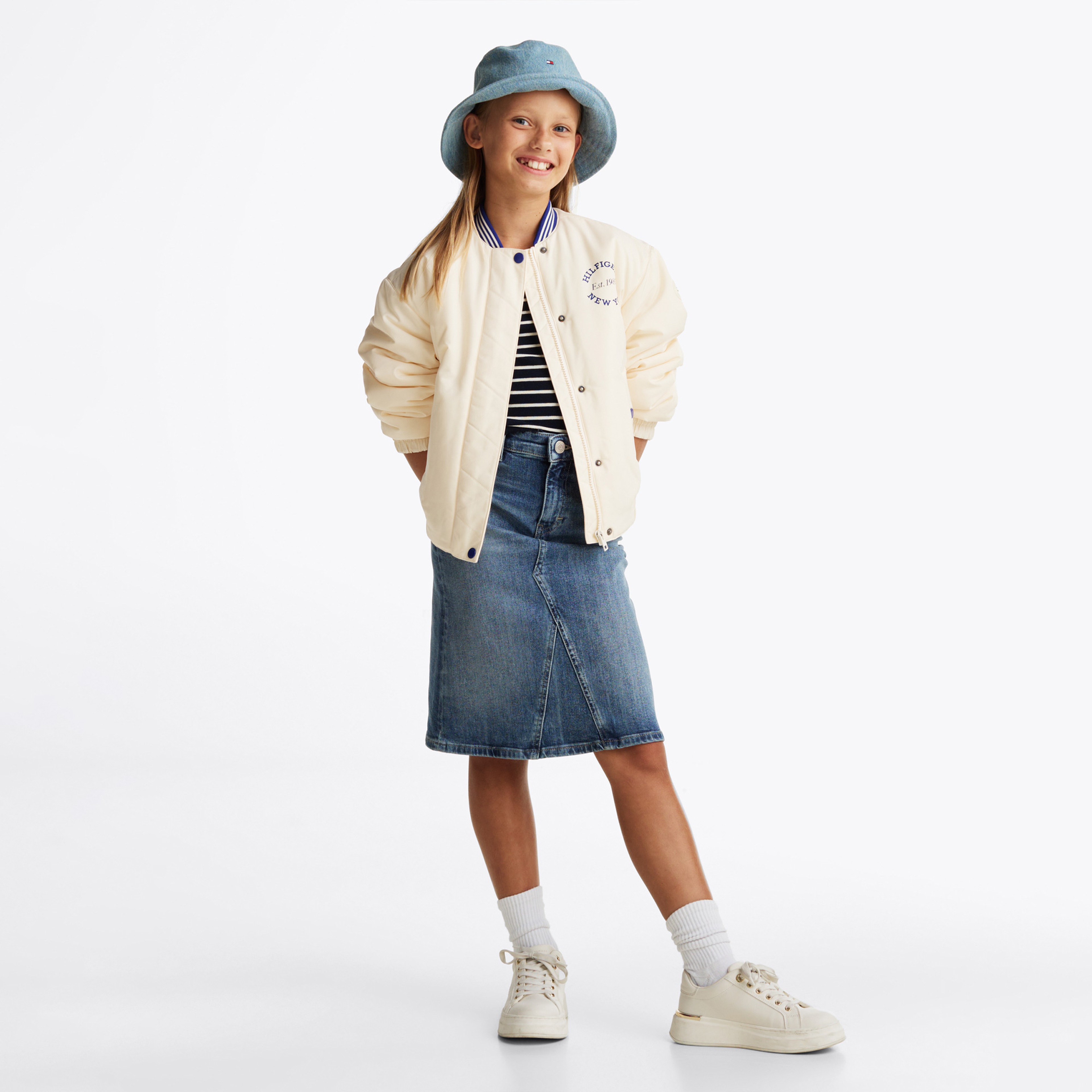 Tommy Hilfiger Varsity San Bomber Çocuk Bej Ceket