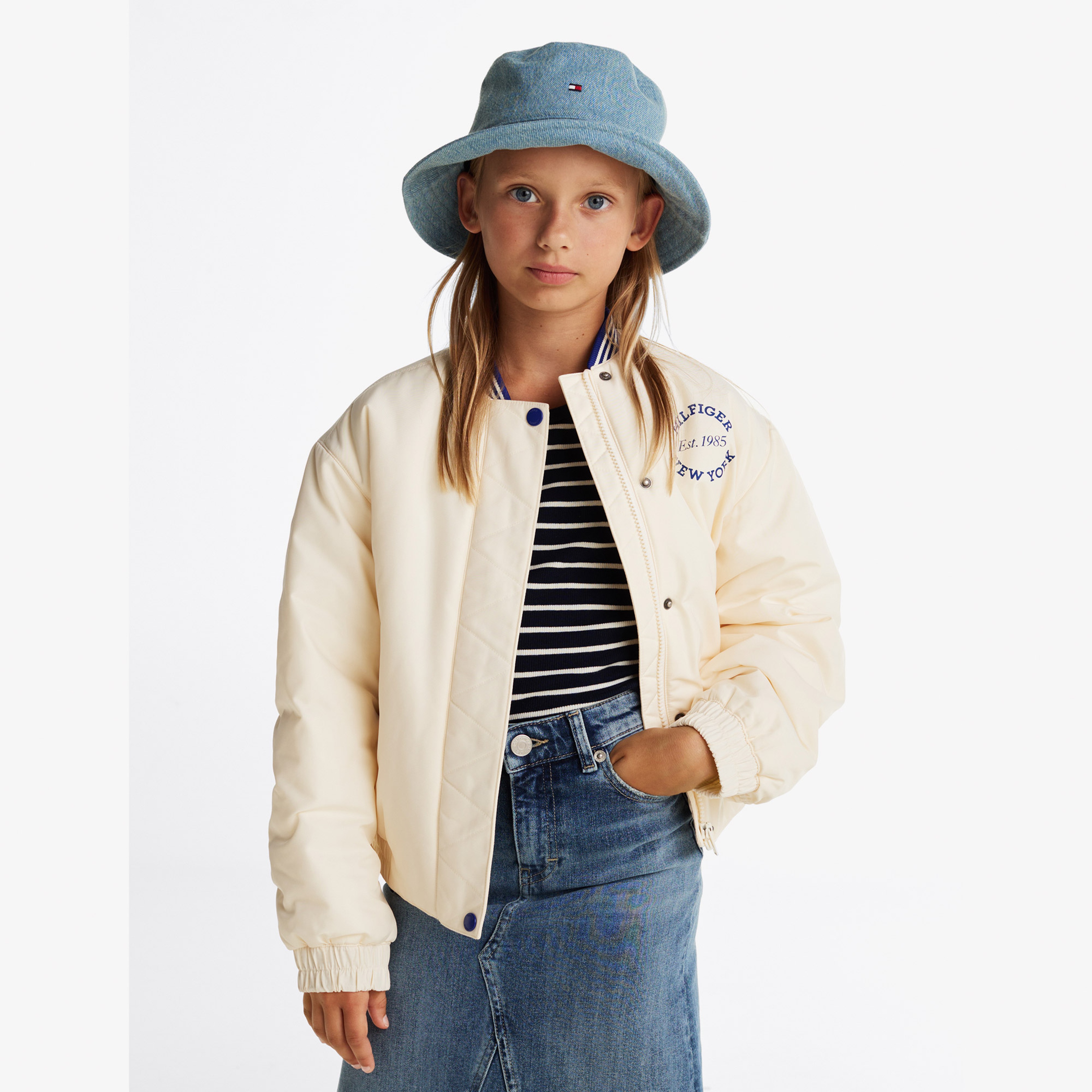 Tommy Hilfiger Varsity San Bomber Çocuk Bej Ceket