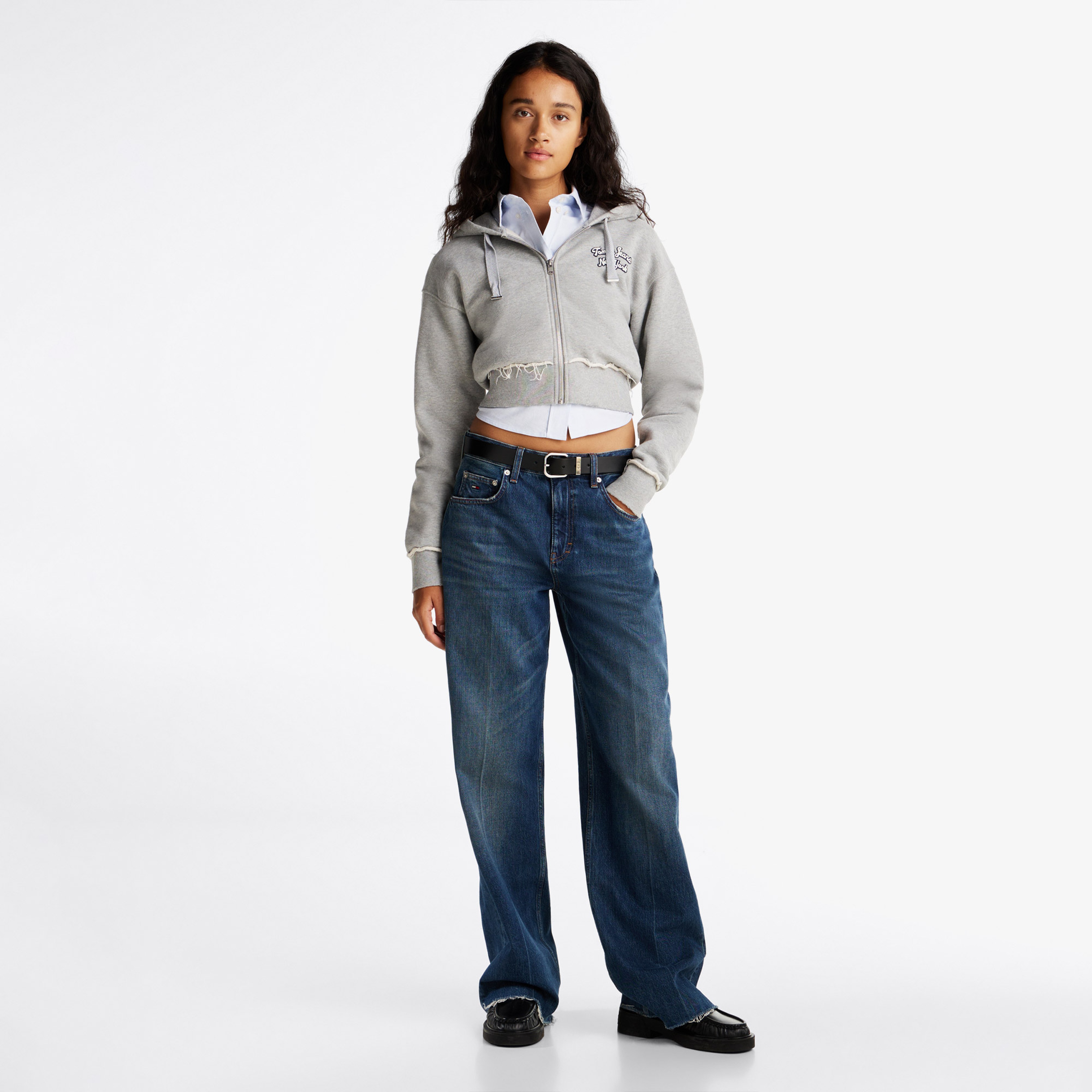 Tommy Hilfiger Tjcw Prep Varsity Zip-Thru Kadın Gri Sweatshirt